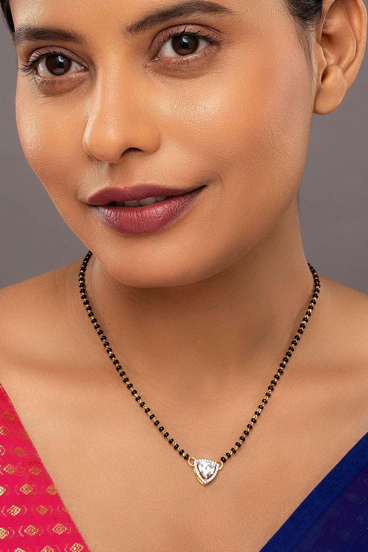 Buy Gold Trikoni Shape Mangalsutra for women by Sica online available at scrollnshops