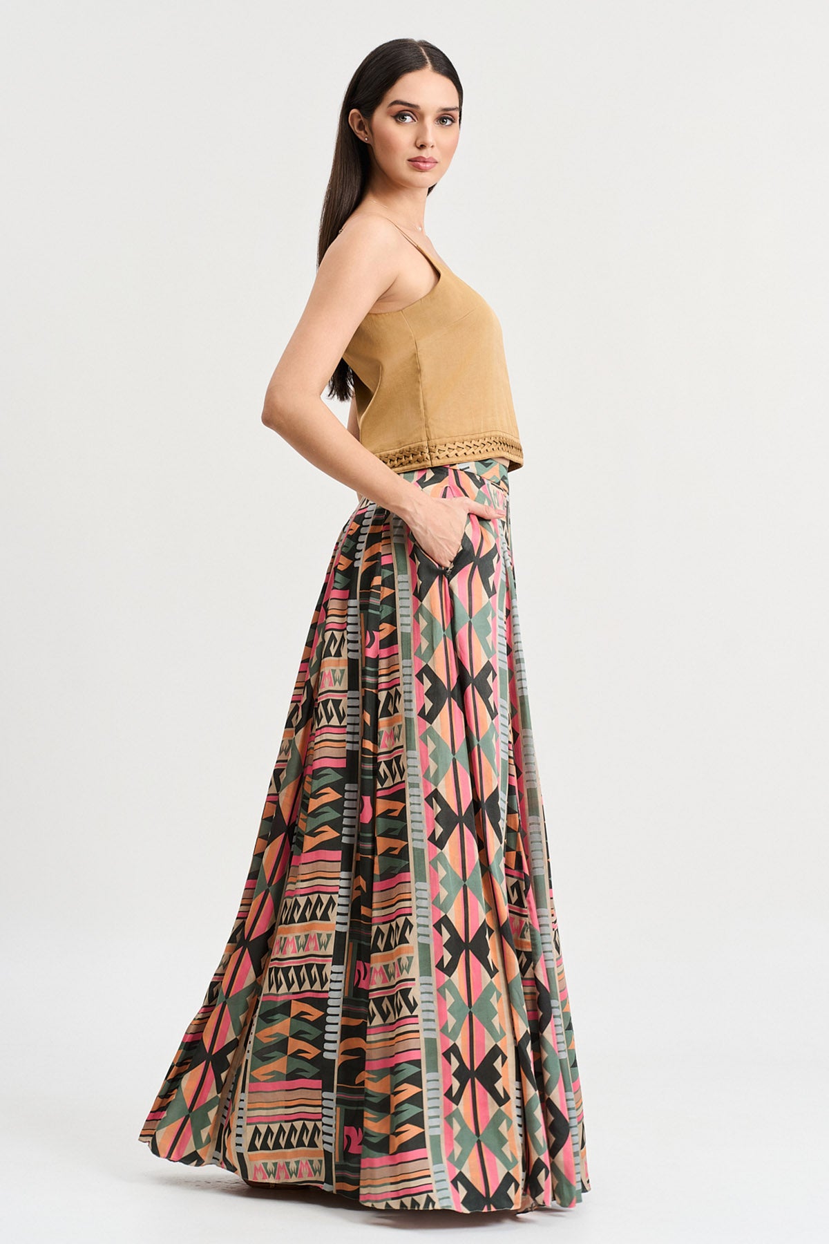 Gold Viscose Sleeveless Top