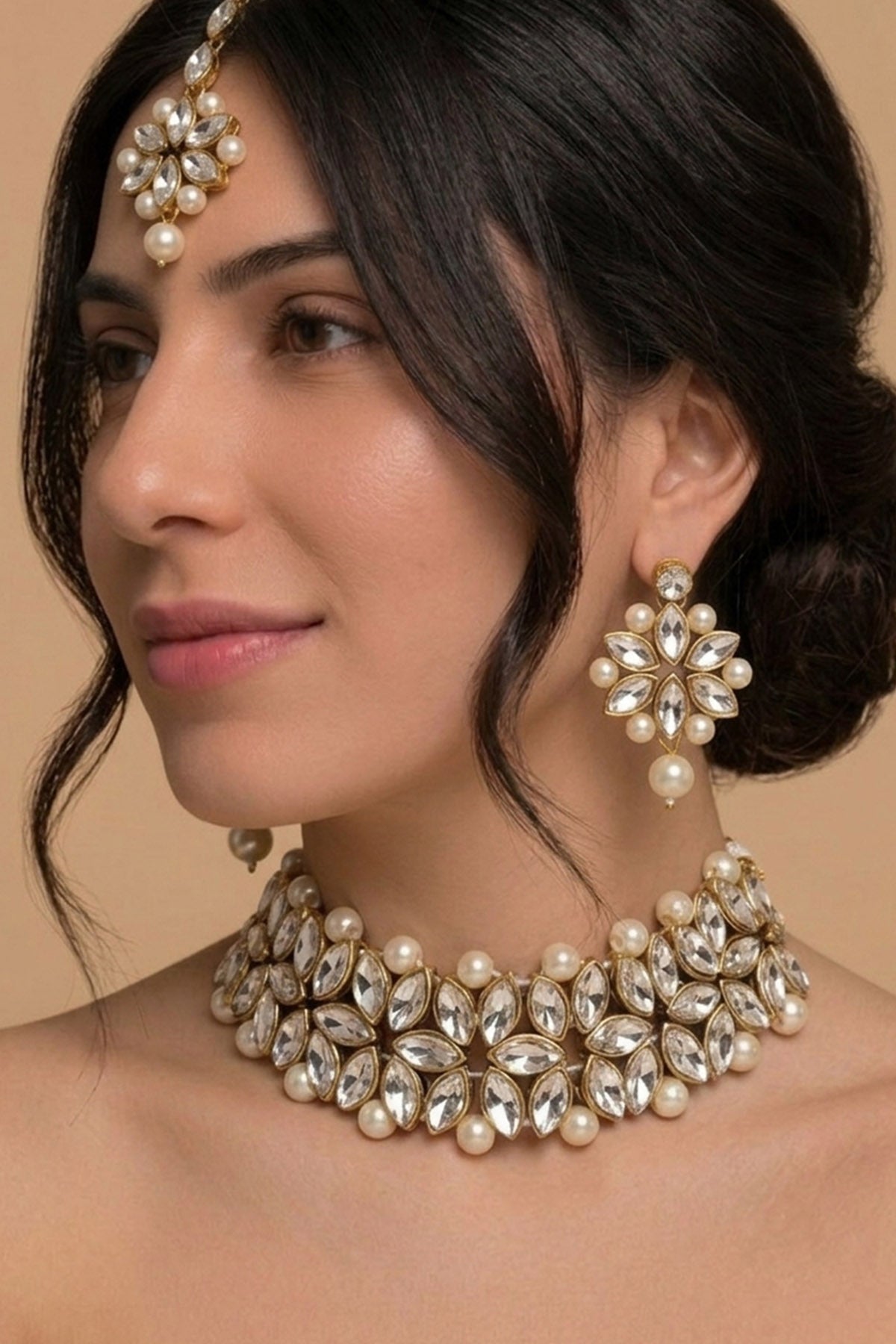 Buy Gold White Pearl Jewellery Set for women by Inko & Co online available at scrollnshops