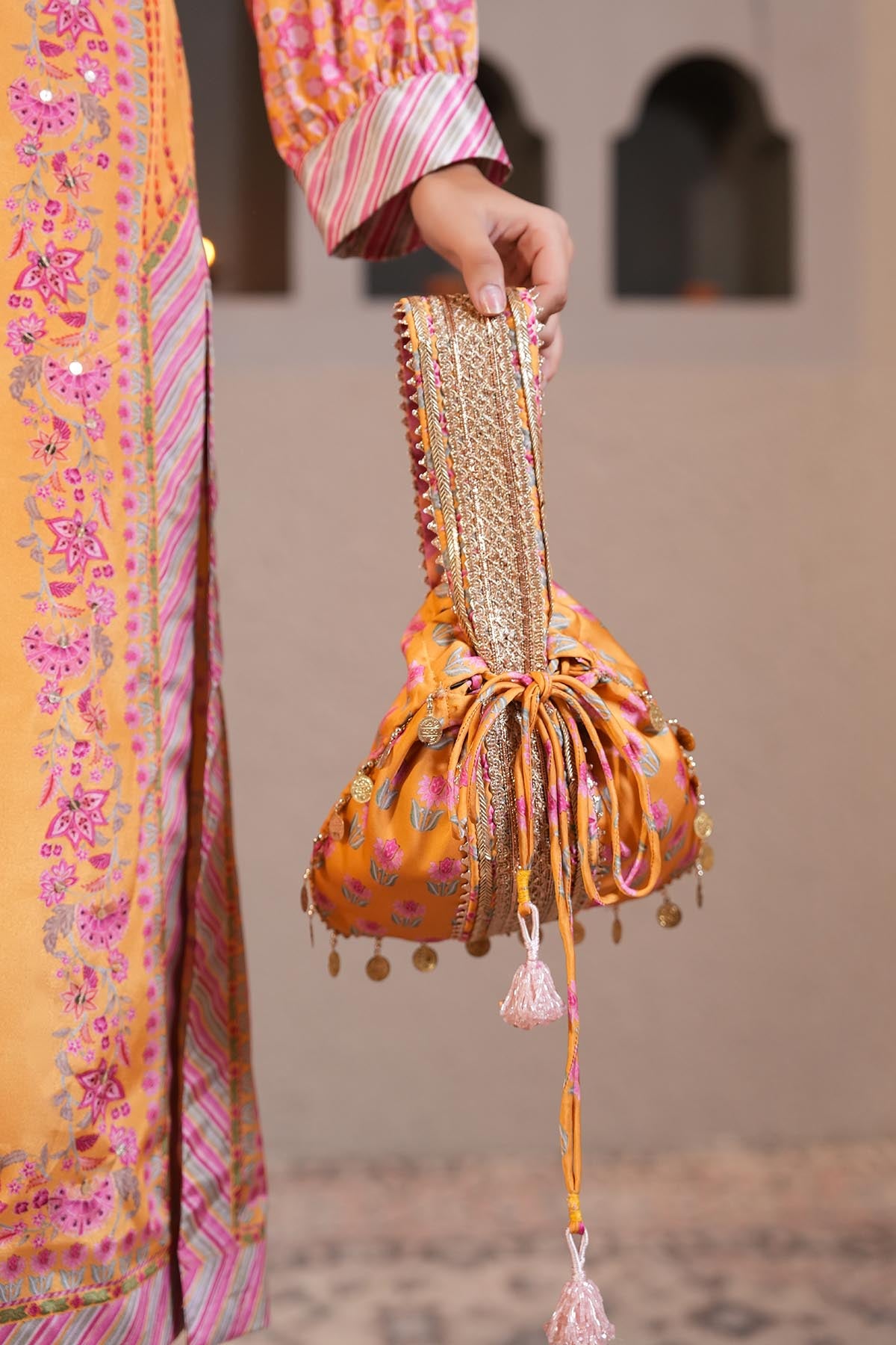 Gold Yellow Gota Work Potli