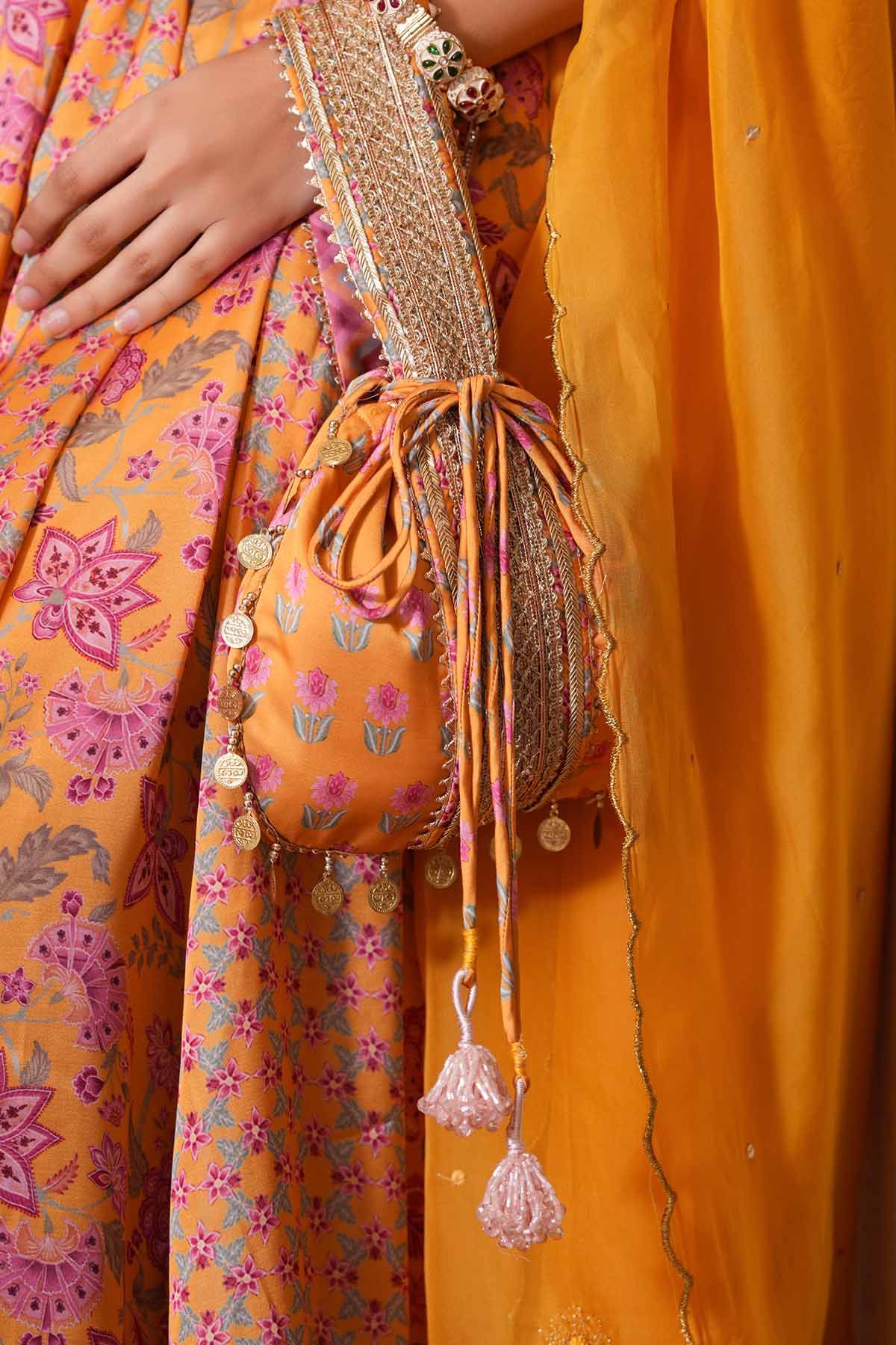 Gold Yellow Gota Work Potli