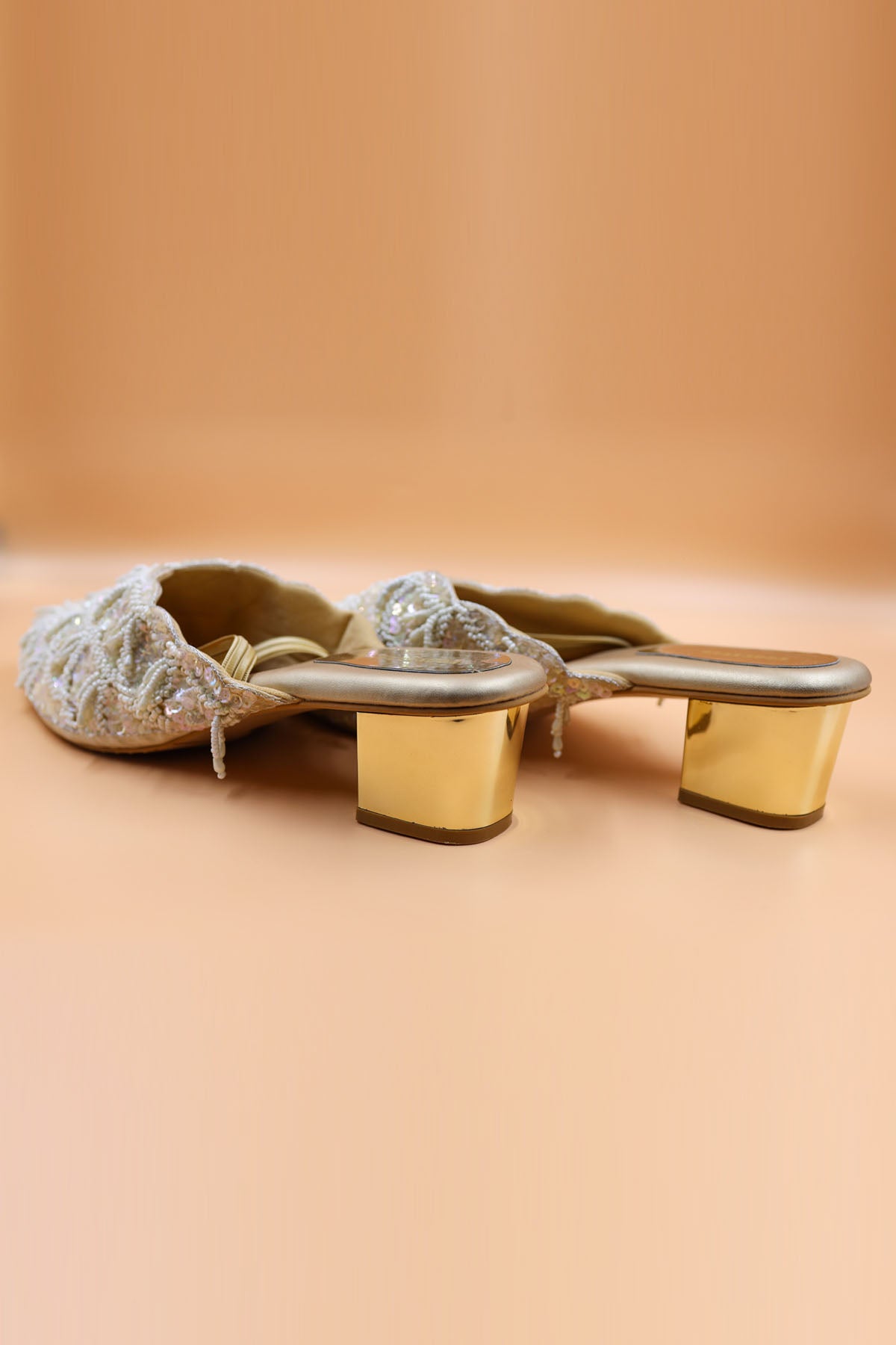 Gold Zardosi Embroidered Mules