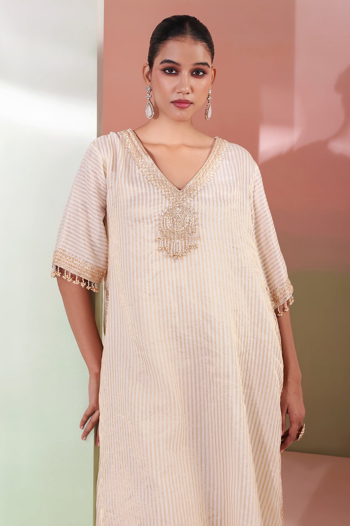 Gold Zardozi & Beads Kurta Set