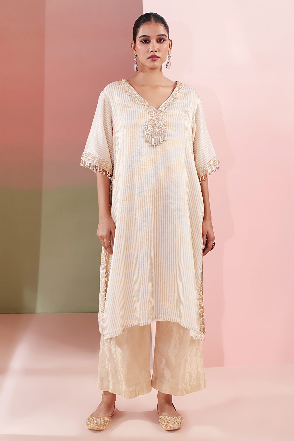 Buy Gold Zardozi & Beads Kurta Set Set for women by Priyanka Jain online available at scrollnshops