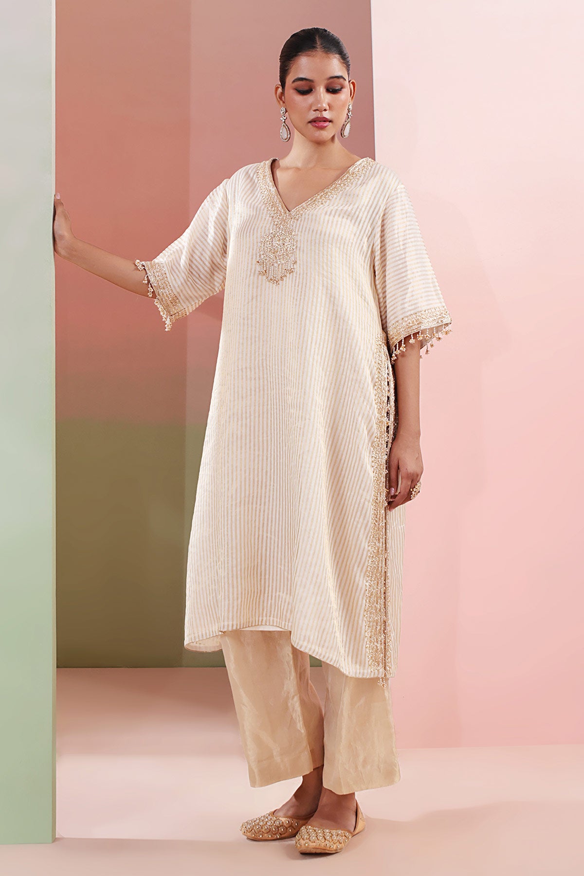 Gold Zardozi & Beads Kurta Set