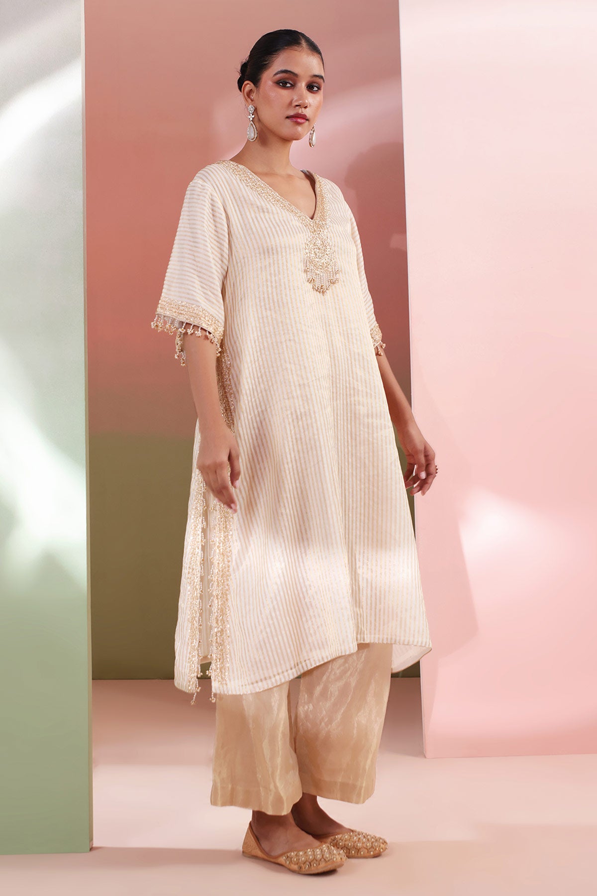 Gold Zardozi & Beads Kurta Set