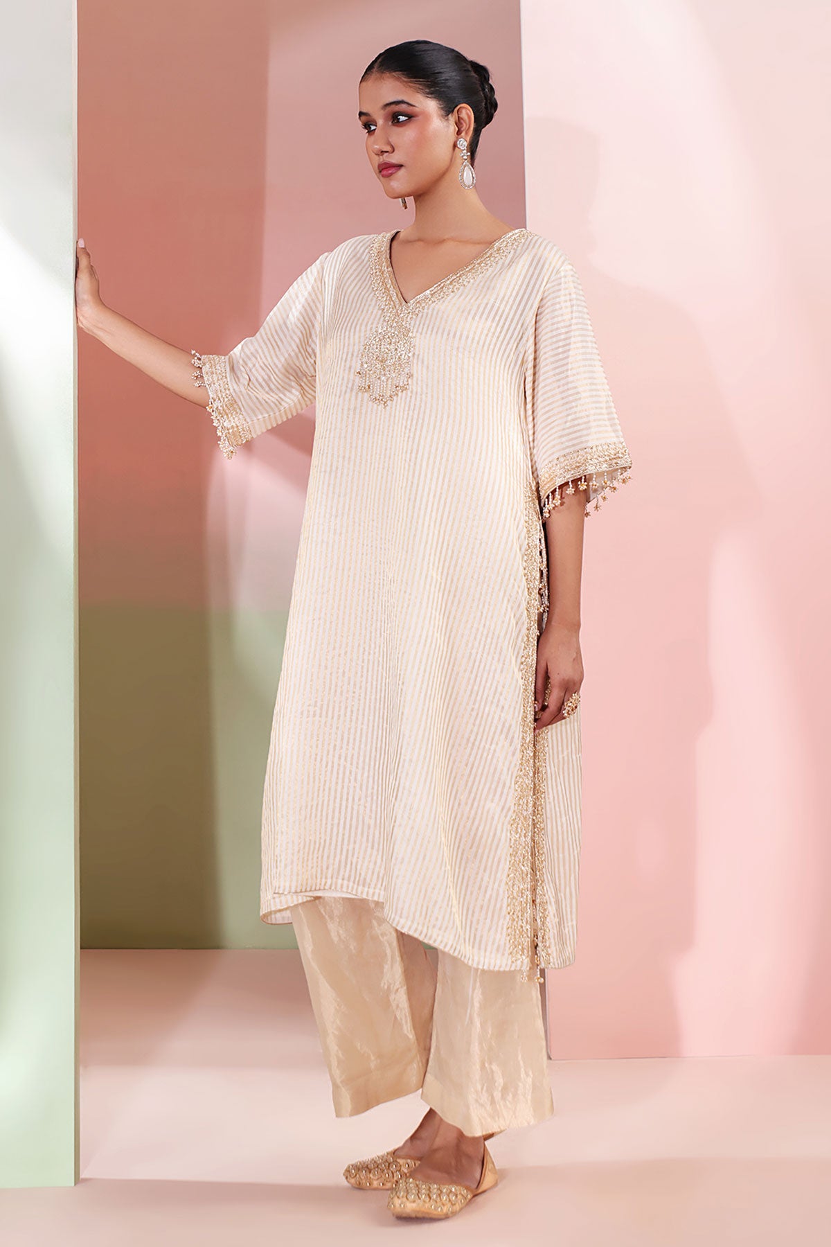 Gold Zardozi & Beads Kurta Set