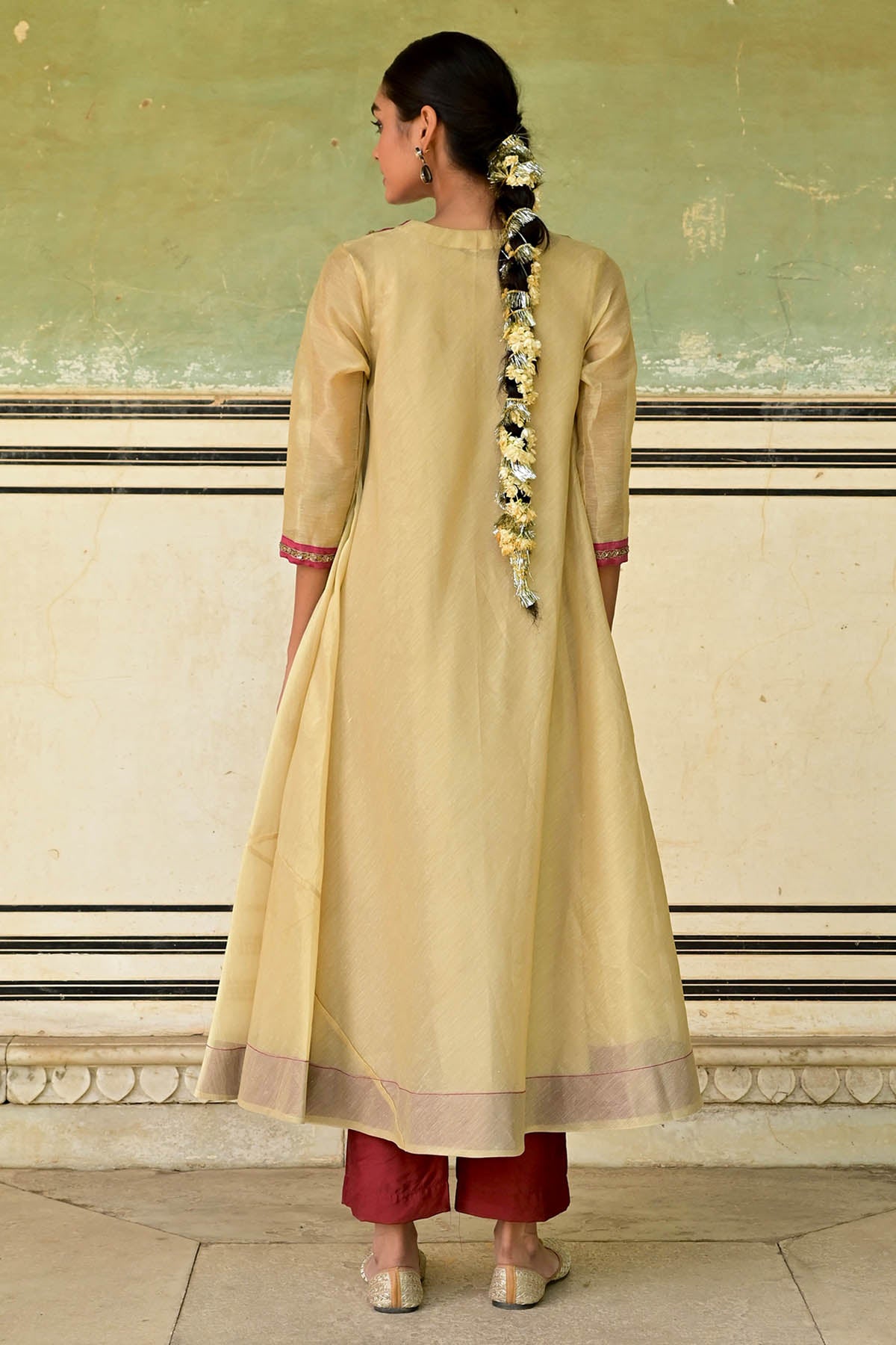 Gold Zardozi Work Anarkali Set
