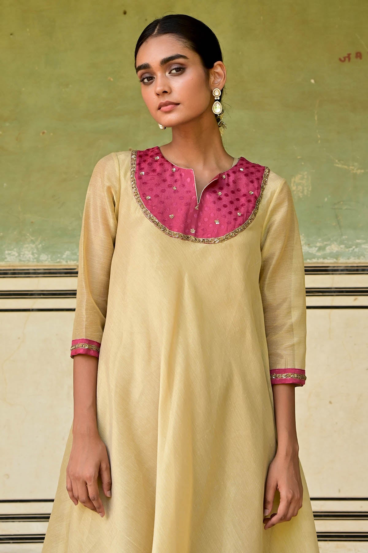 Gold Zardozi Work Anarkali Set