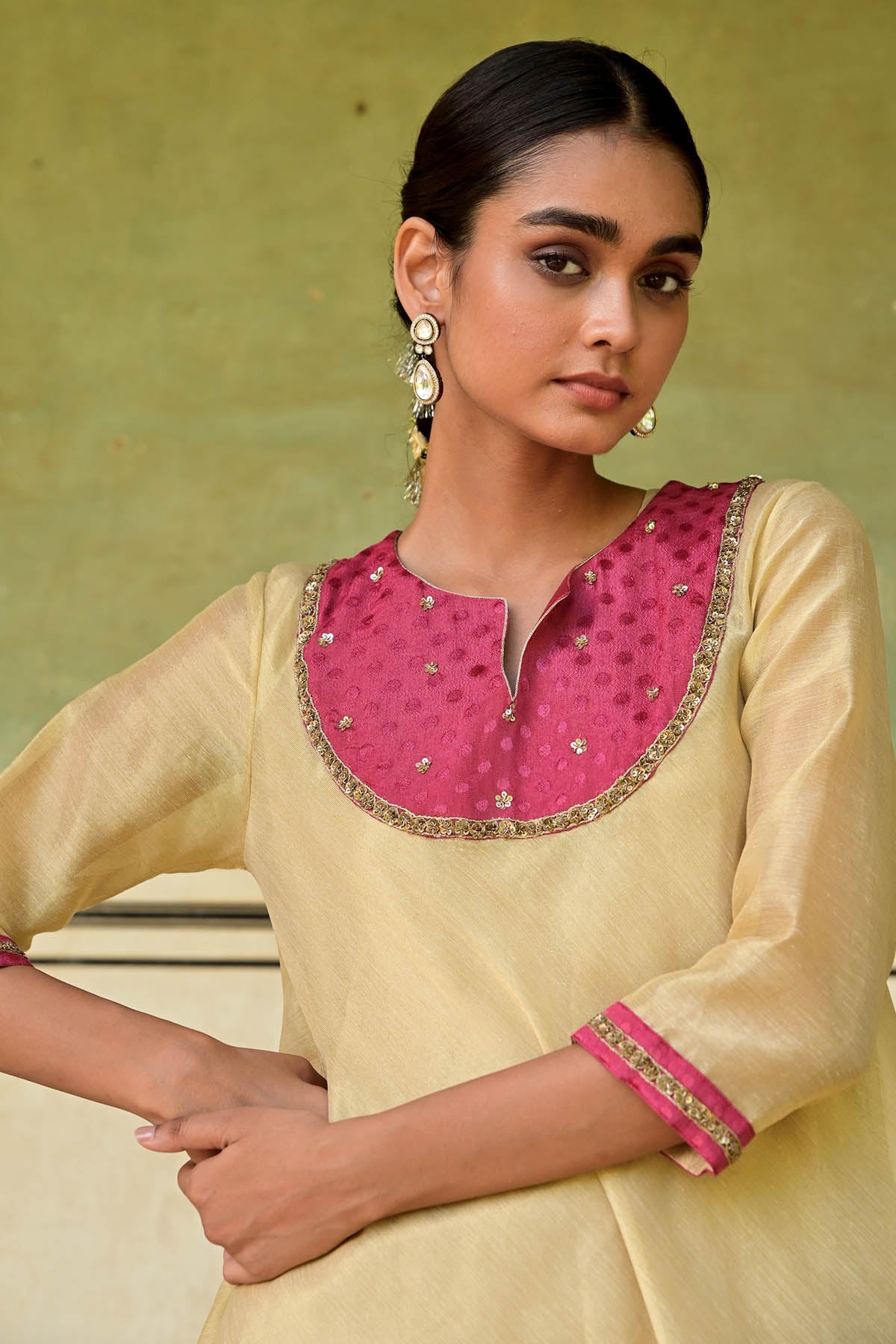 Gold Zardozi Work Anarkali Set