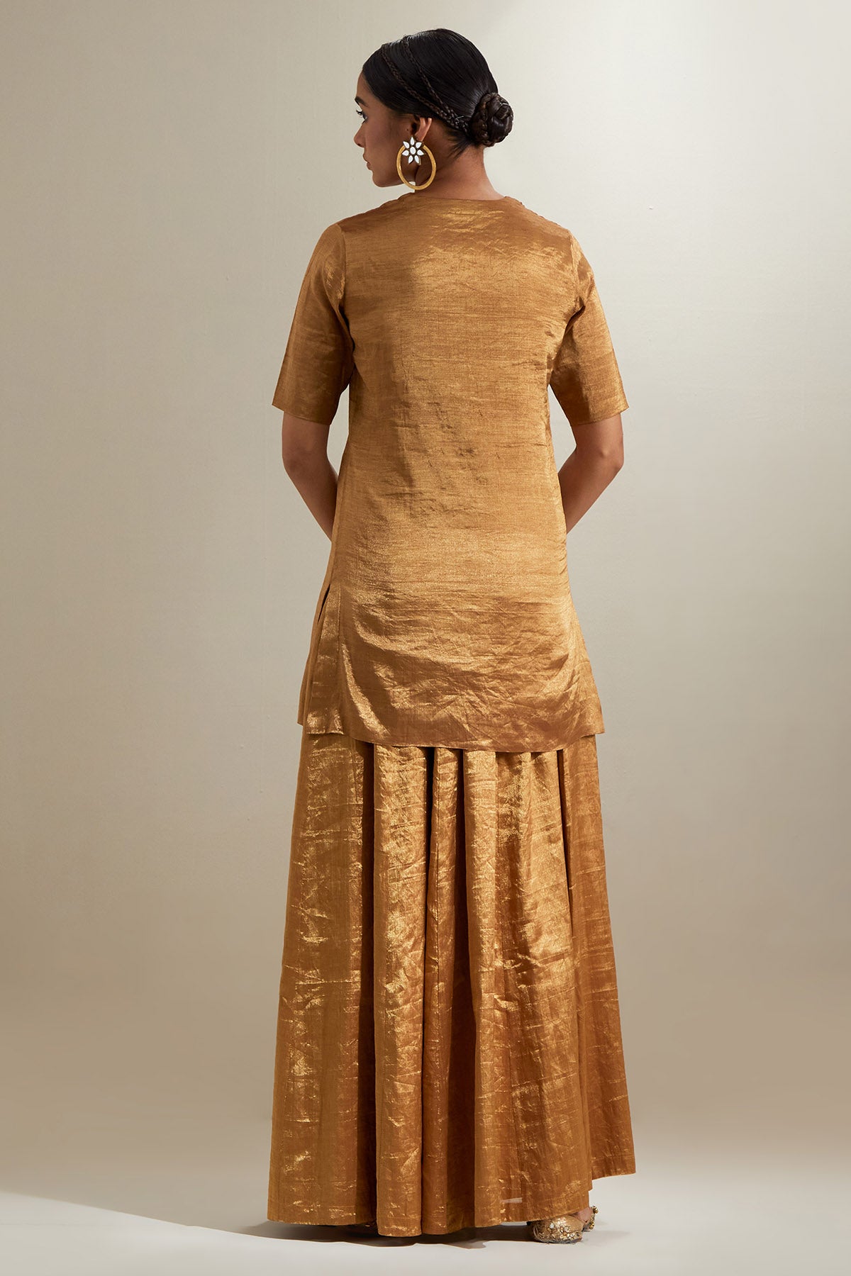 Gold Embroidered Zari Kurta Set