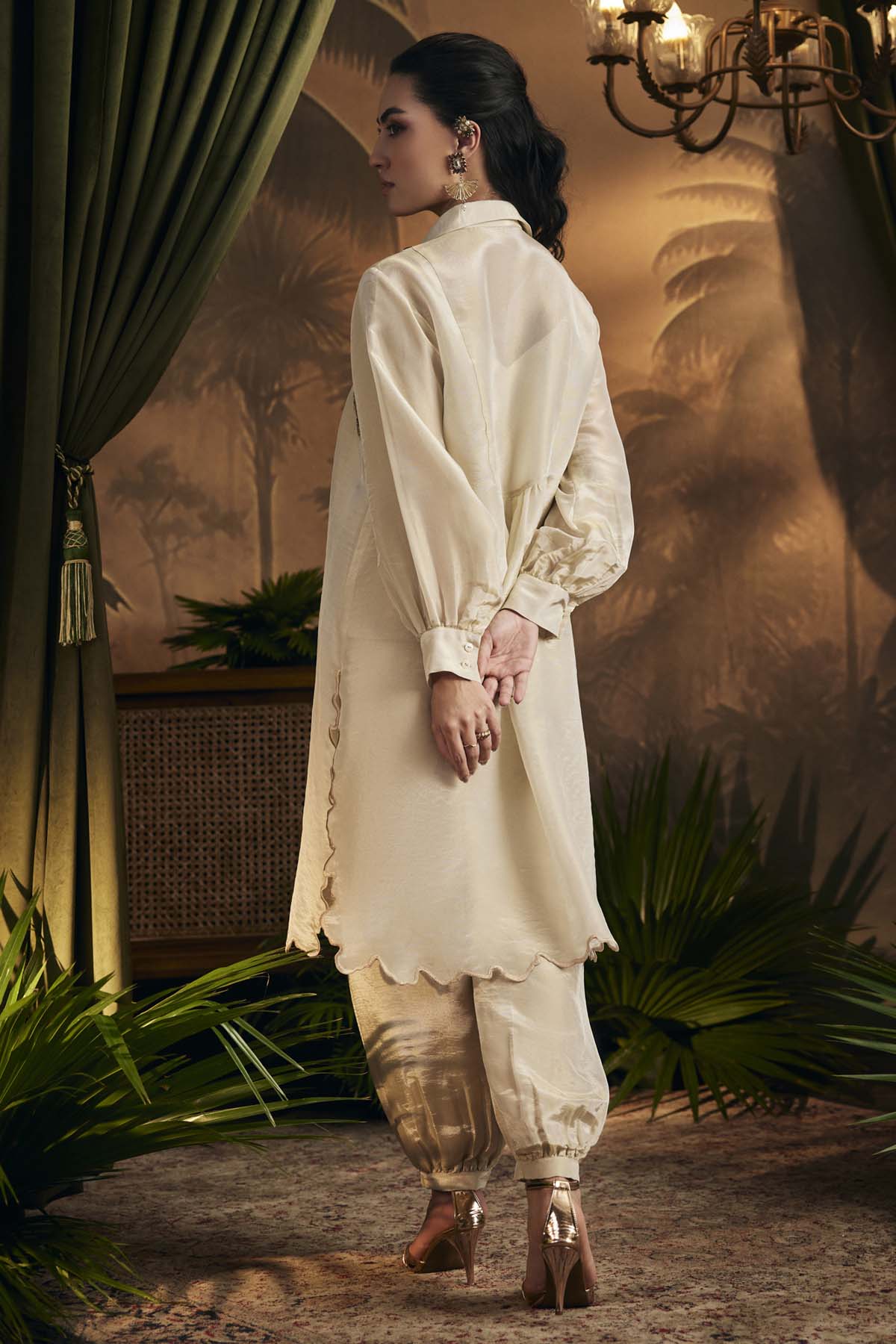 Gold Zari Embroidered Tunic Set