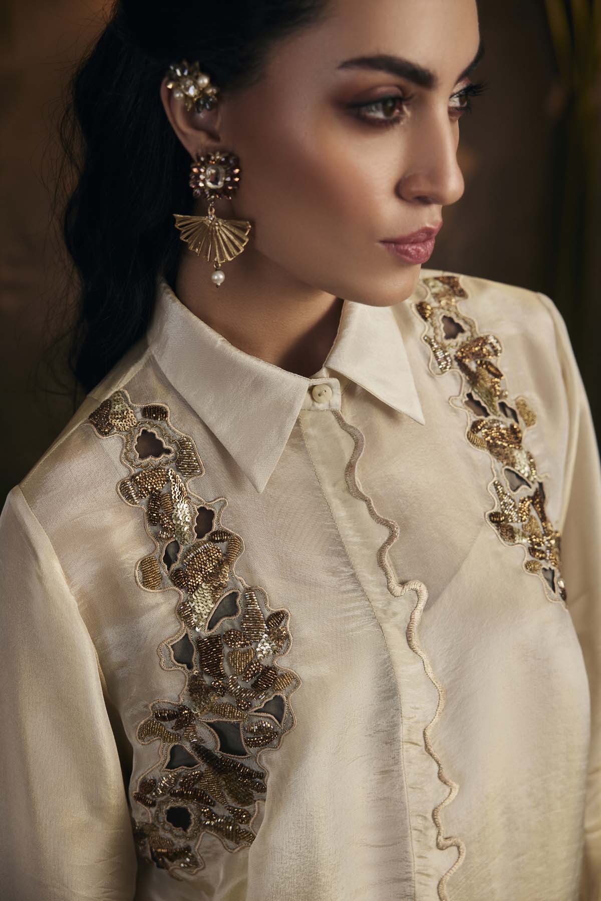 Gold Zari Embroidered Tunic Set