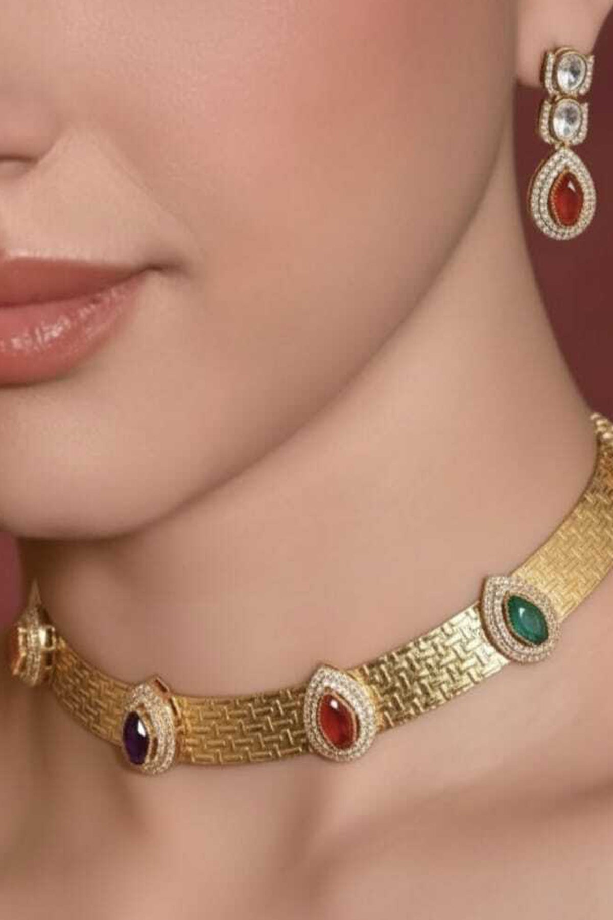 Buy Golden Antique Jewellery Set for women by Beauty Spot Jewellery online available at scrollnshops