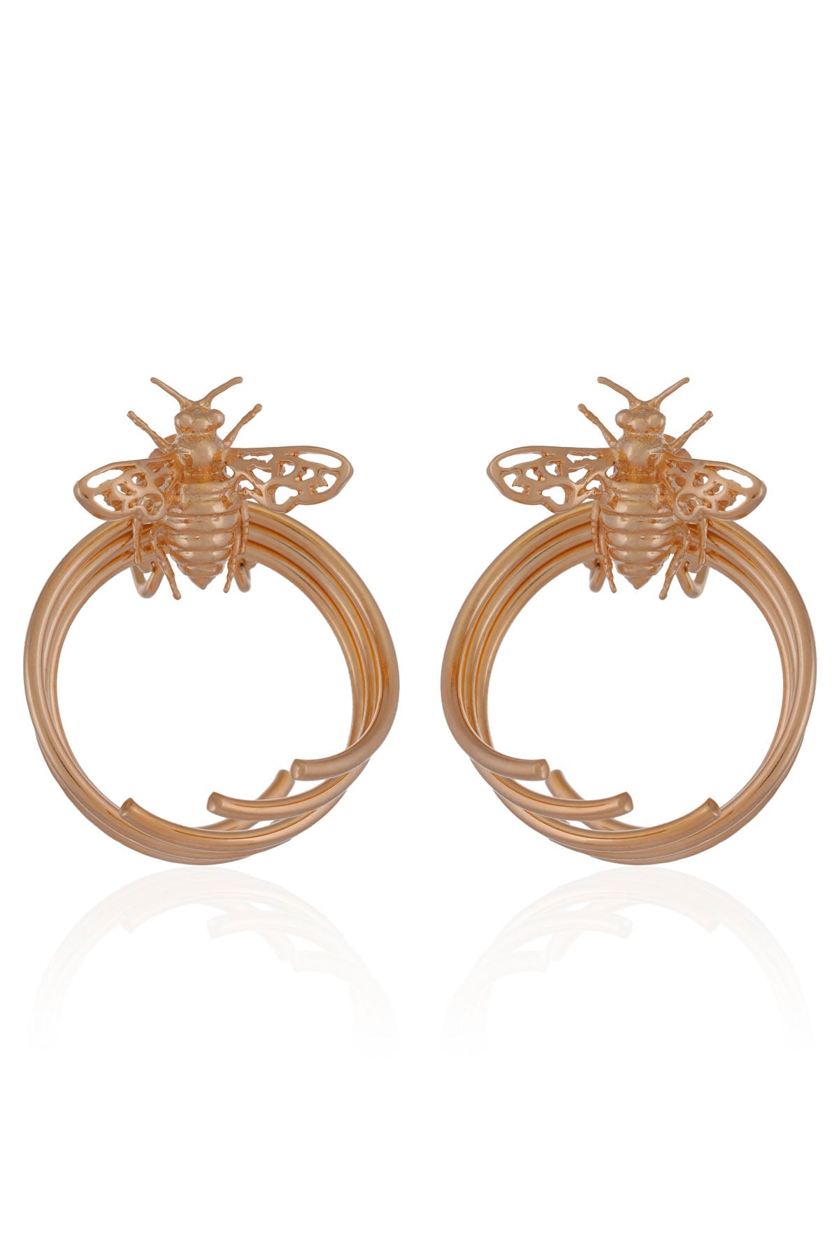 Buy RUHHEITE Golden Bee Motif Hoops For Women by Esme Available Online at ScrollnShops