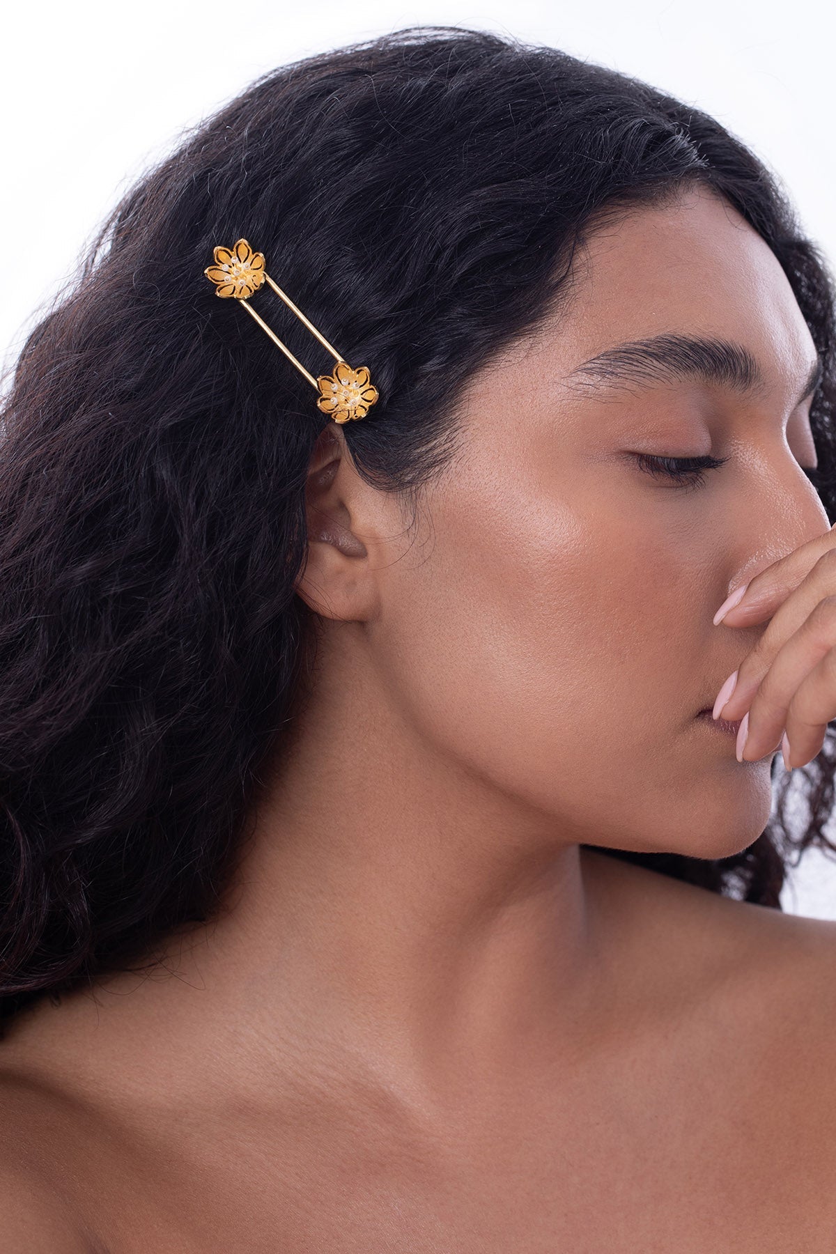 Buy Golden Brass Floral Hair Clip for women by Ethnic Andaz online available at scrollnshops