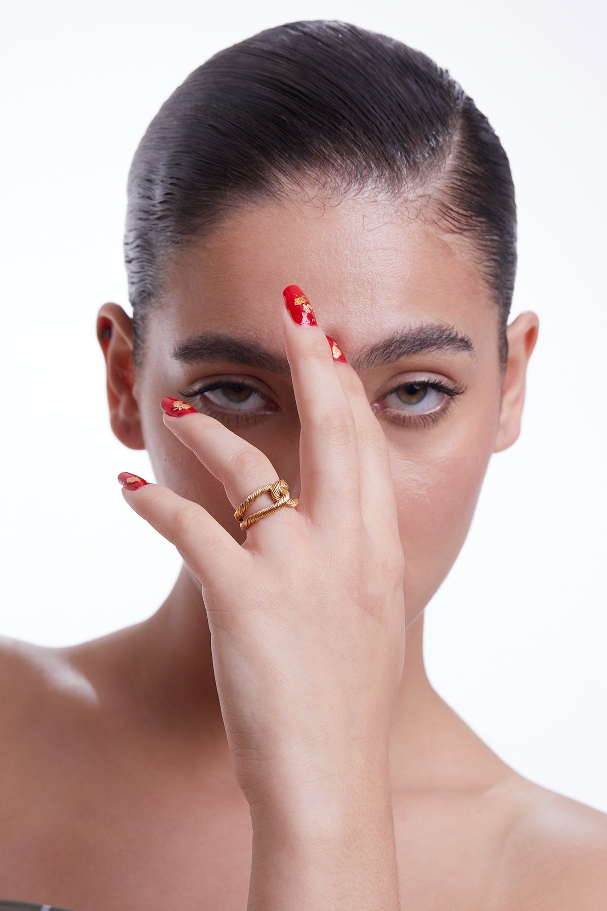 Buy Golden Brass Knotted Style Ring for women by Ethnic Andaz online available at scrollnshops
