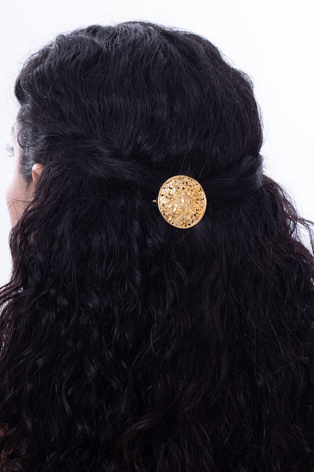 Buy Golden Brass Round Hair Clip for women by Ethnic Andaz online available at scrollnshops