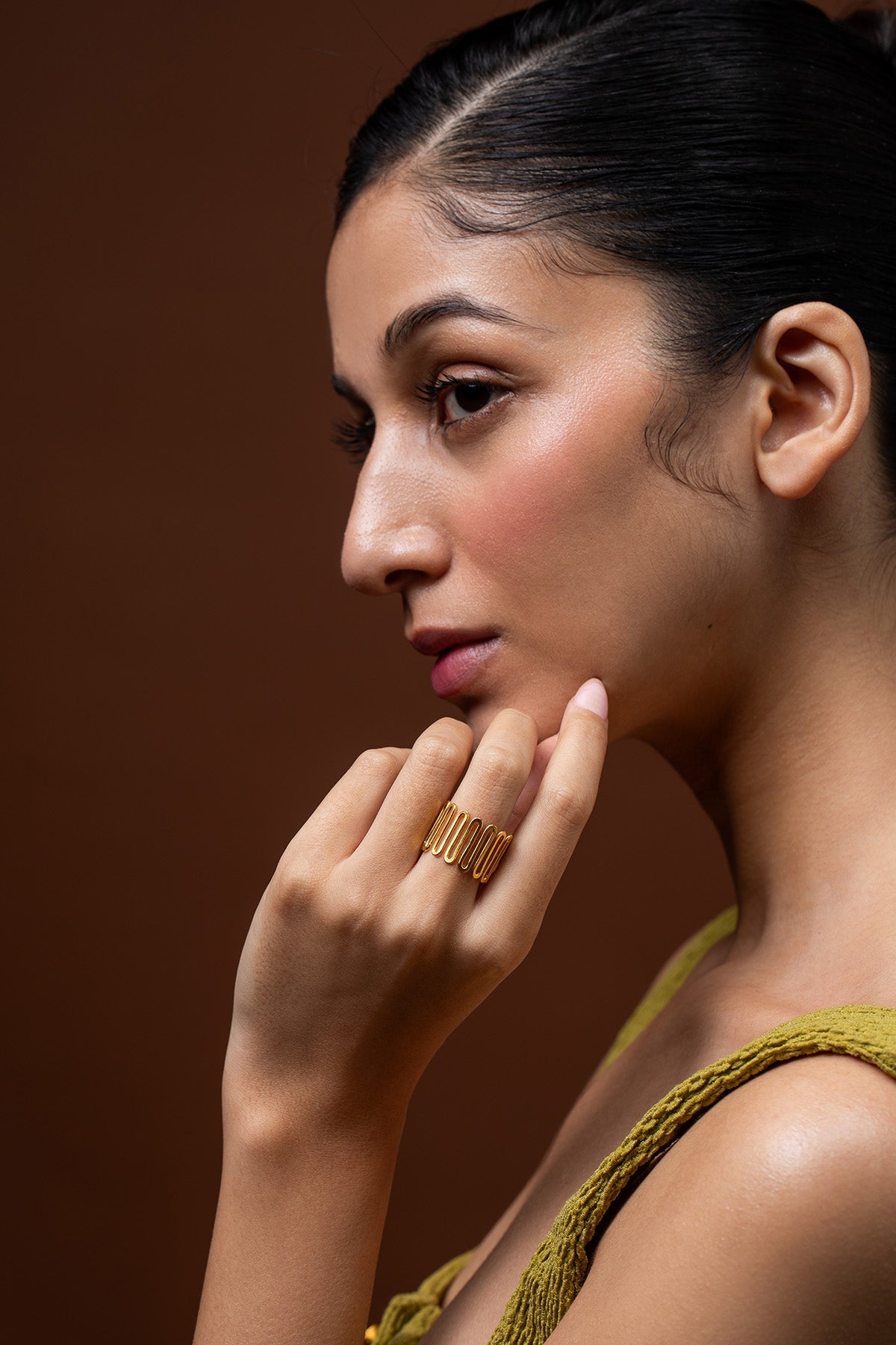 Buy Golden Brass Spiral Meadow Ring for women by Ethnic Andaz online available at scrollnshops