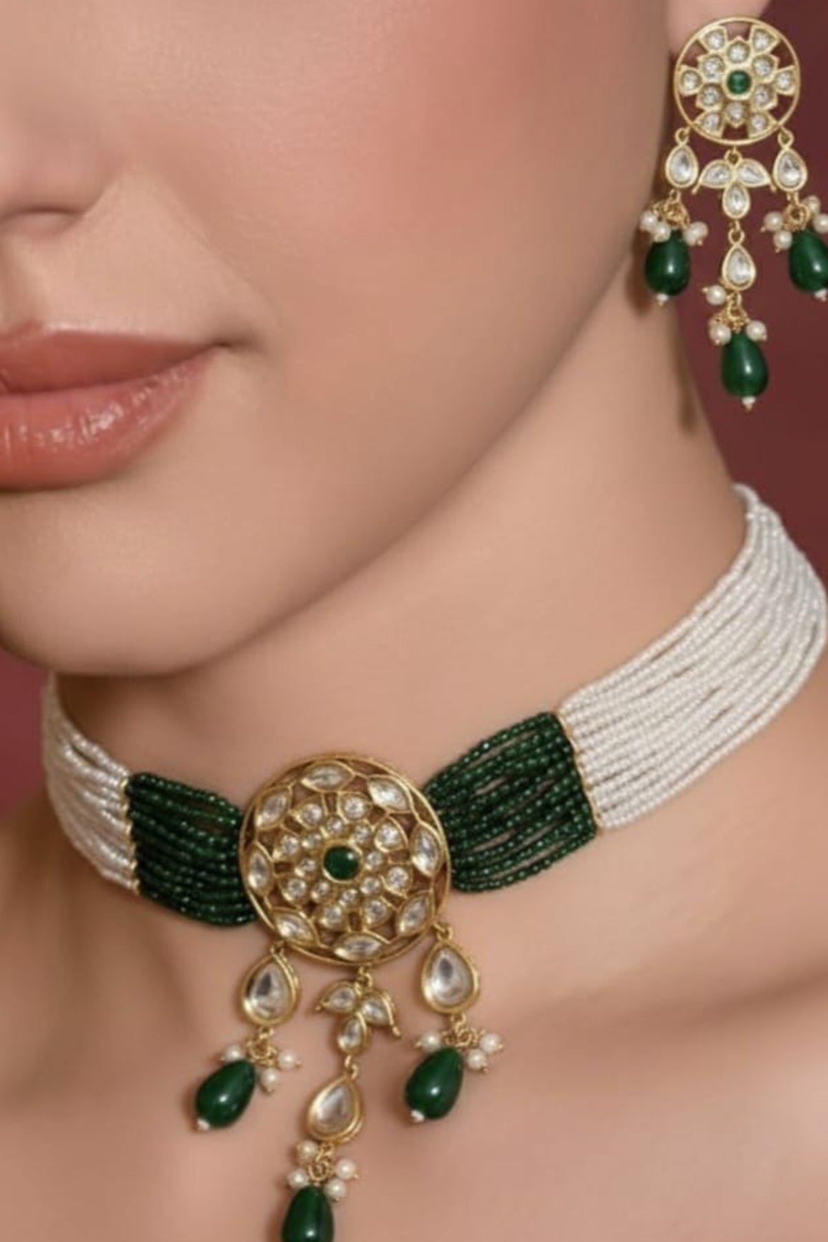 Buy Golden Cluster Jewellery Set for women by Beauty Spot Jewellery online available at scrollnshops