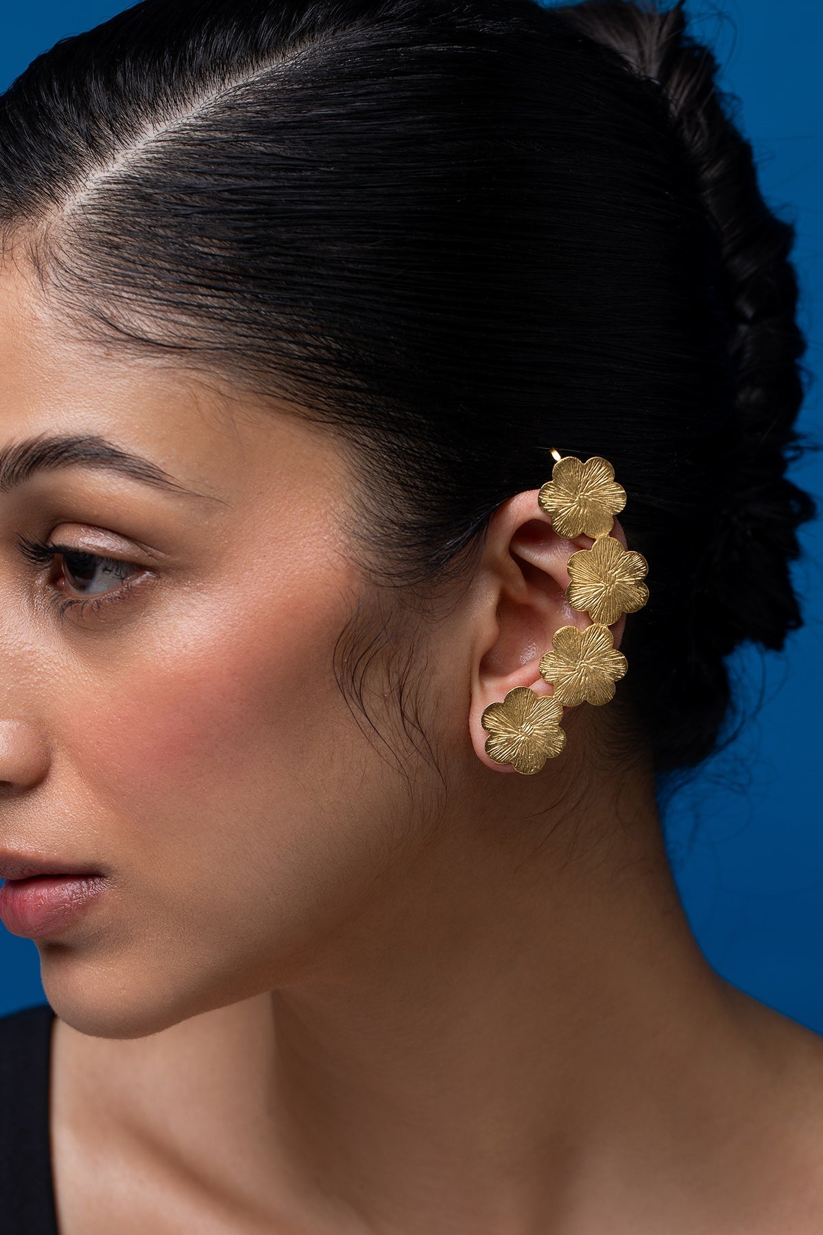 Buy Golden Flower Carved Earring for women by Ethnic Andaz online available at scrollnshops