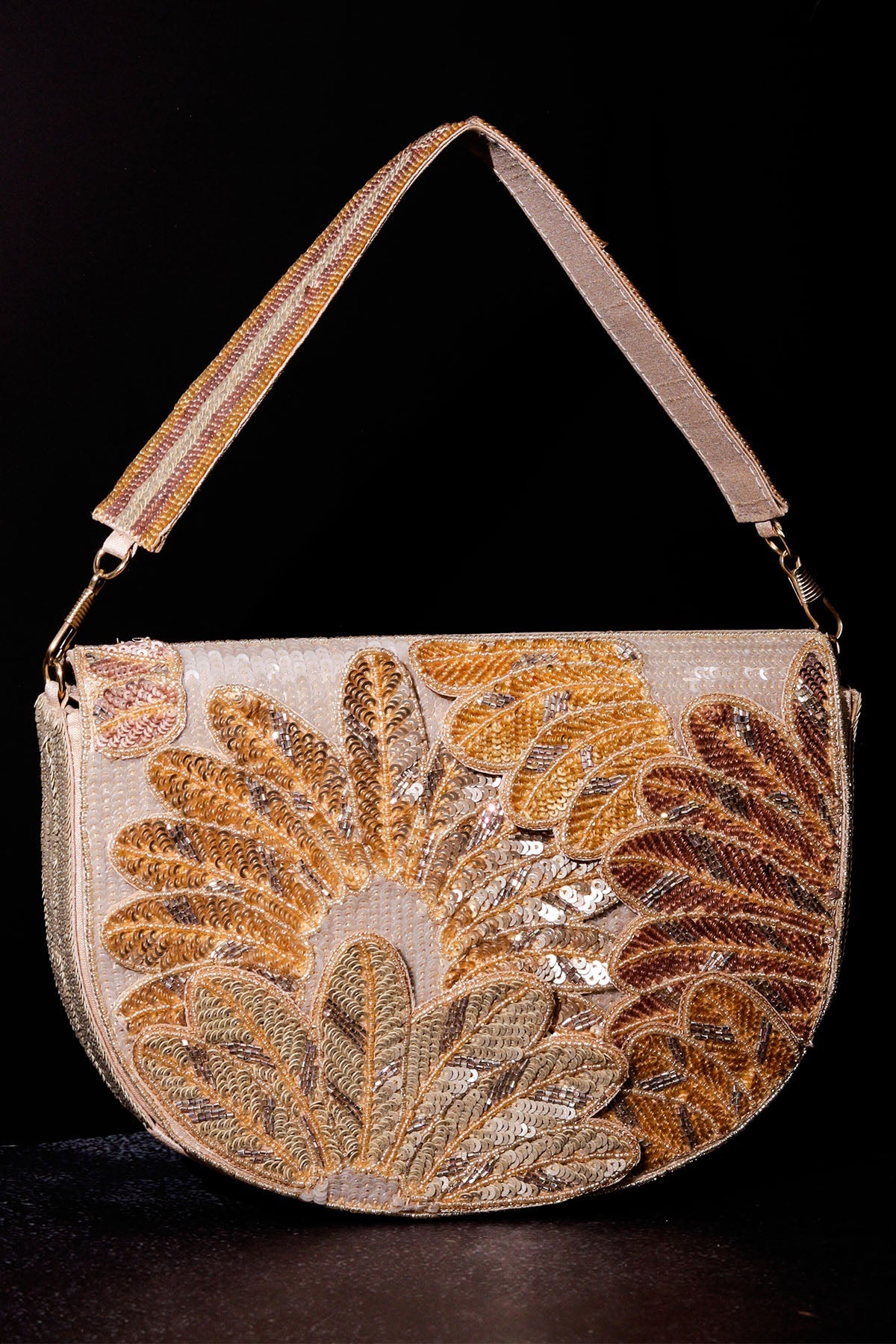 Buy Golden Hand Embroidered Clutch for women by the Purple sack online available at scrollnshops