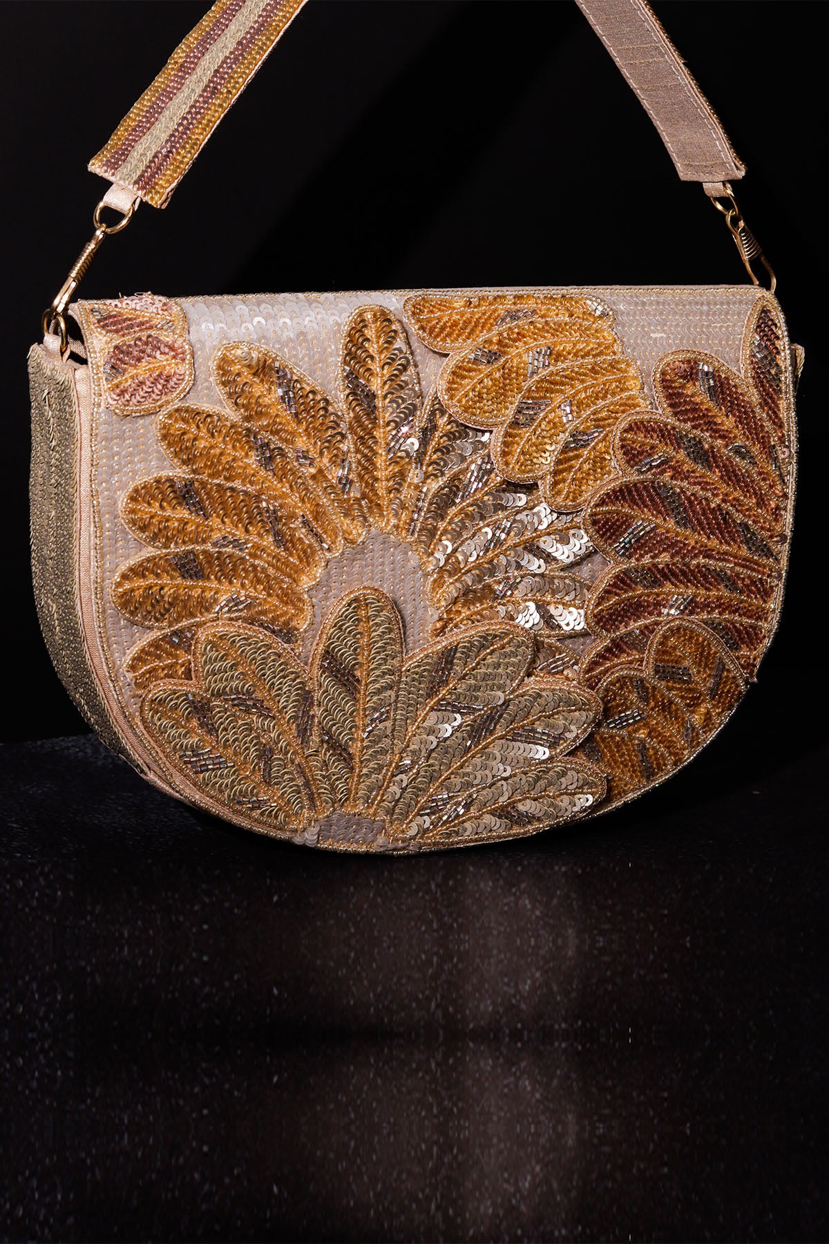 Golden Hand Embroidered Clutch