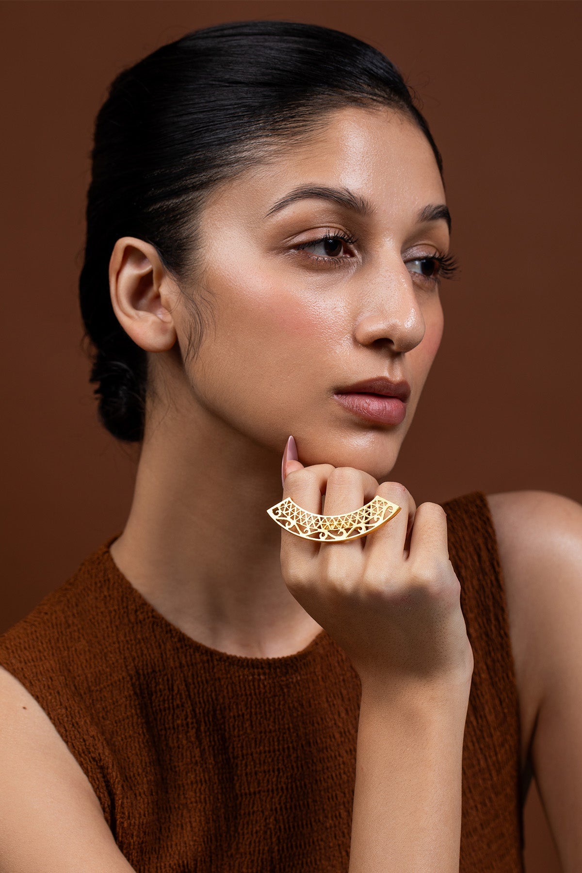 Buy Golden Kalchakra Lattice Ring for women by Ethnic Andaz online available at scrollnshops