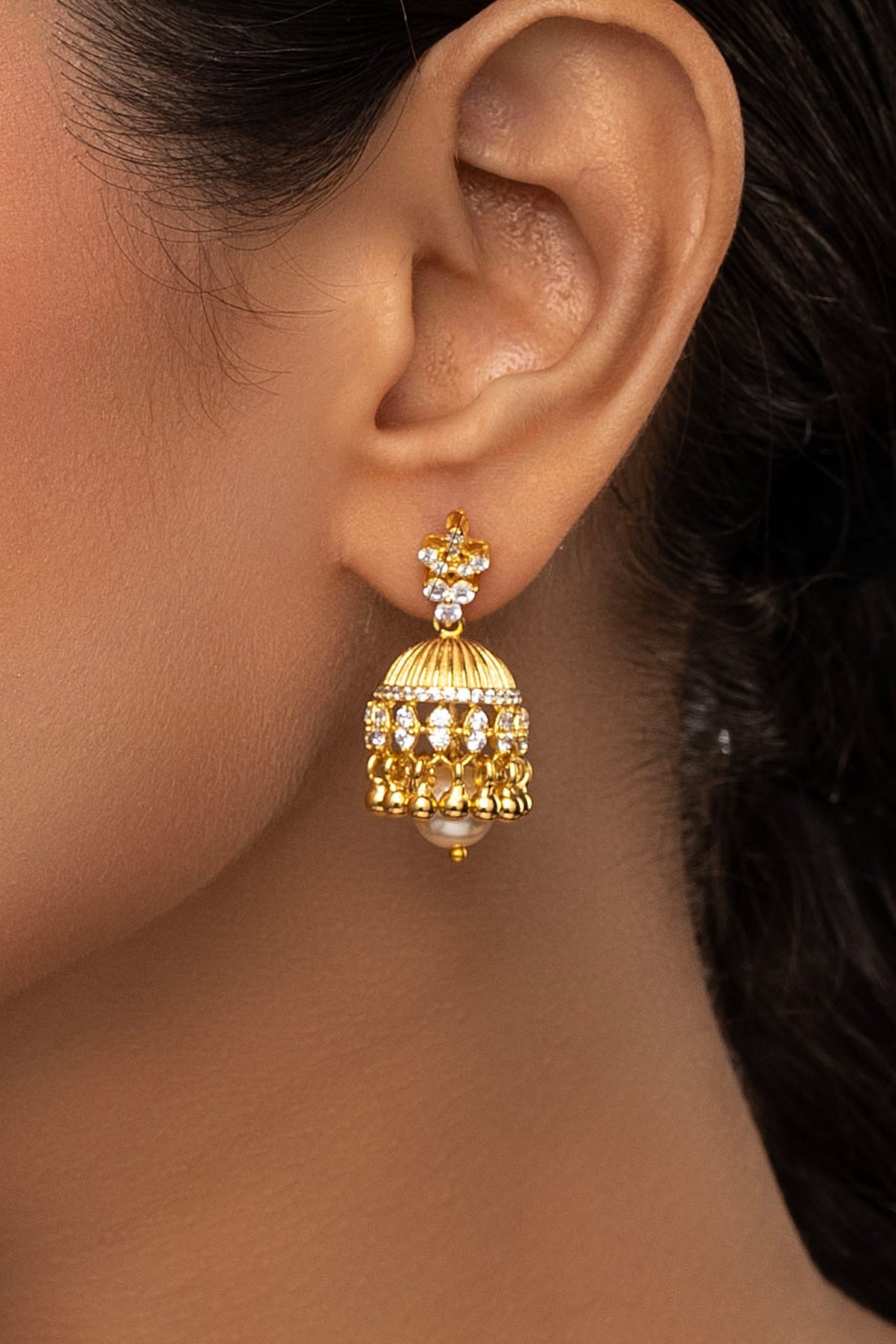 Buy Golden Latkan Pearl Earrings for women by Sica online available at scrollnshops