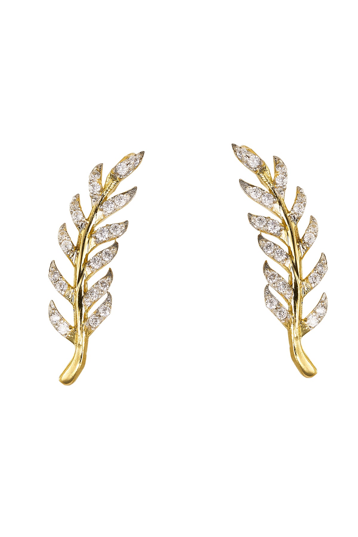 Golden Leaf Diamond Earrings