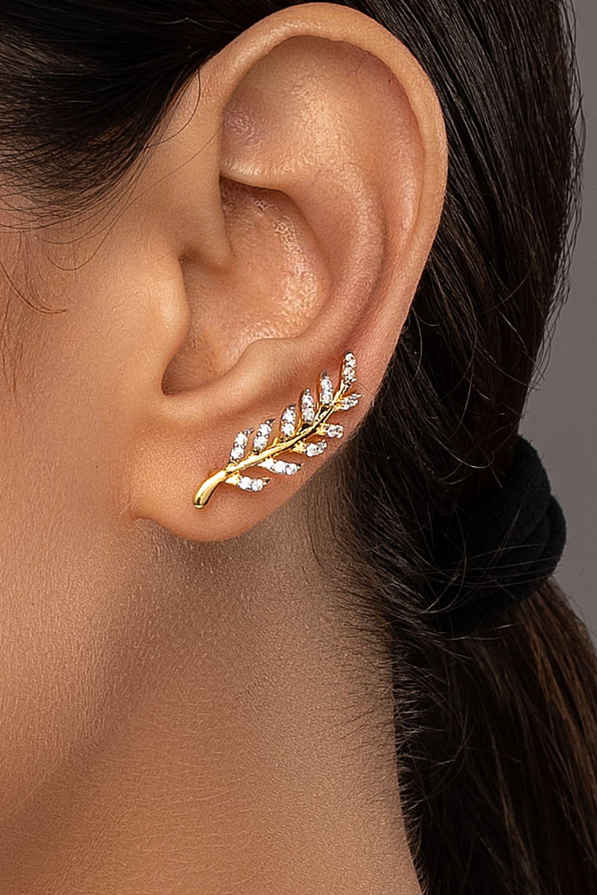 Buy Golden Leaf Diamond Earrings for women by Sica online available at scrollnshops