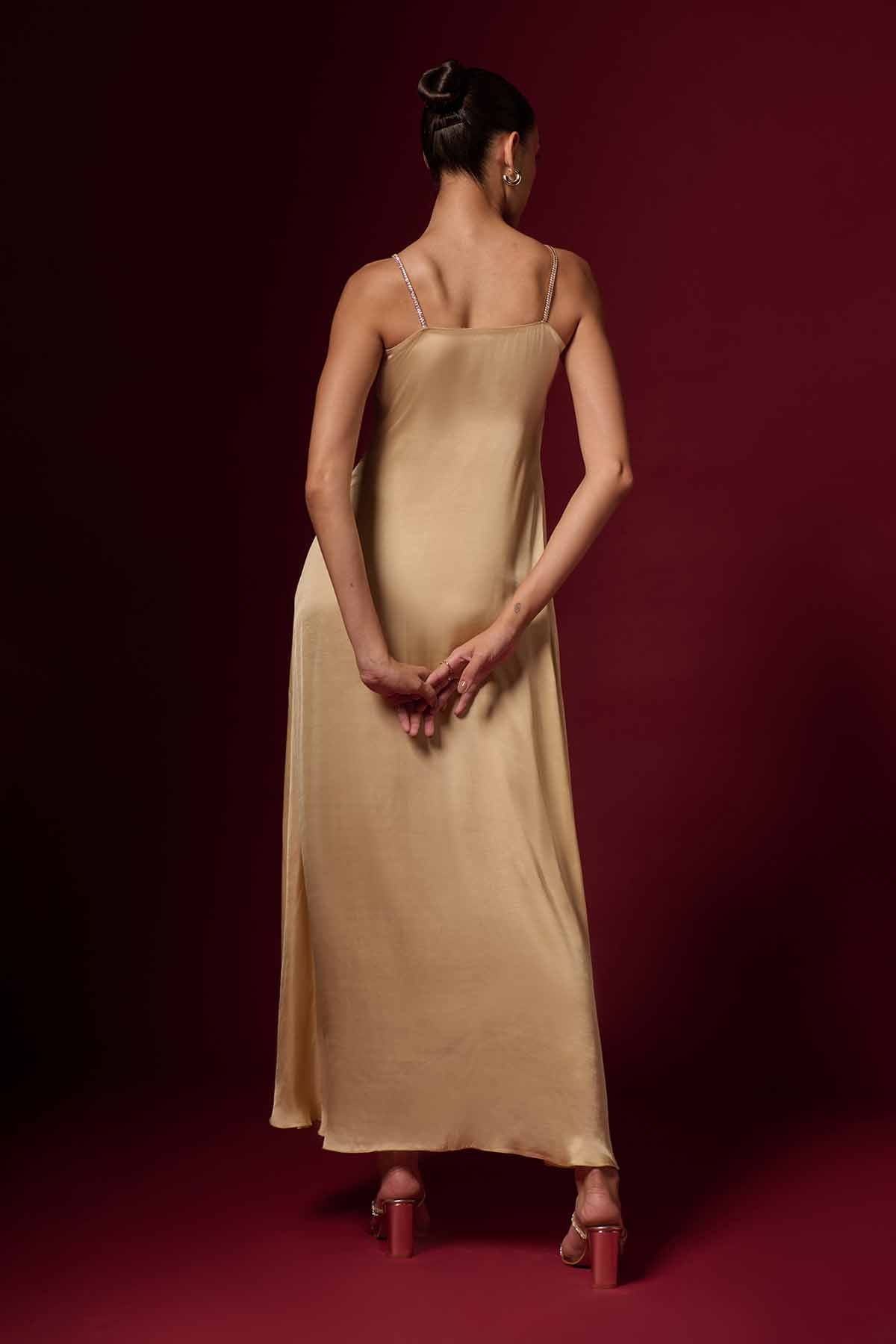 Golden Modal Drape Maxi Dress