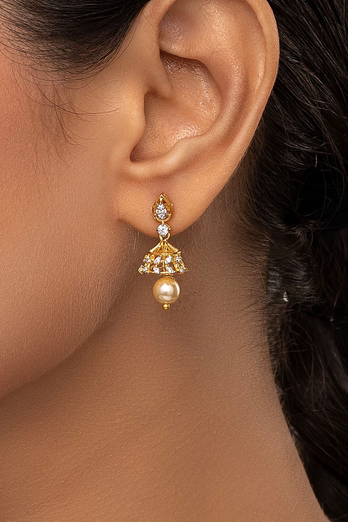 Buy Golden Pearl Studed Earrings for women by Sica online available at scrollnshops