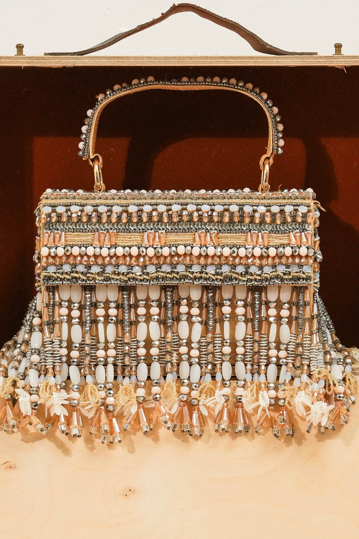 Buy Golden Raw Silk Hanging Clutch for women by the Purple sack online available at scrollnshops