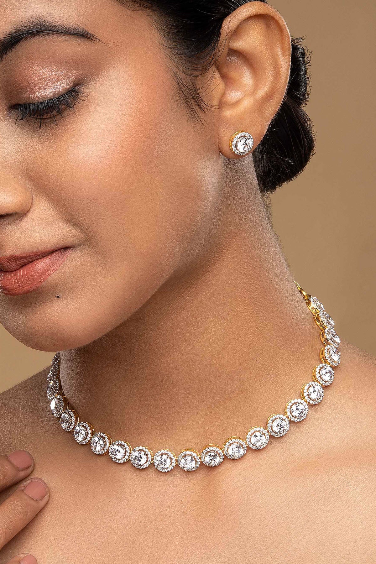 Buy  Golden Solitaire Pendant Set for women by Sica online available at scrollnshops