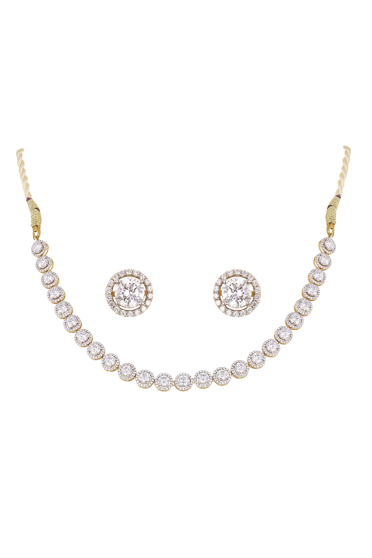 Golden Solitaire Pendant Set