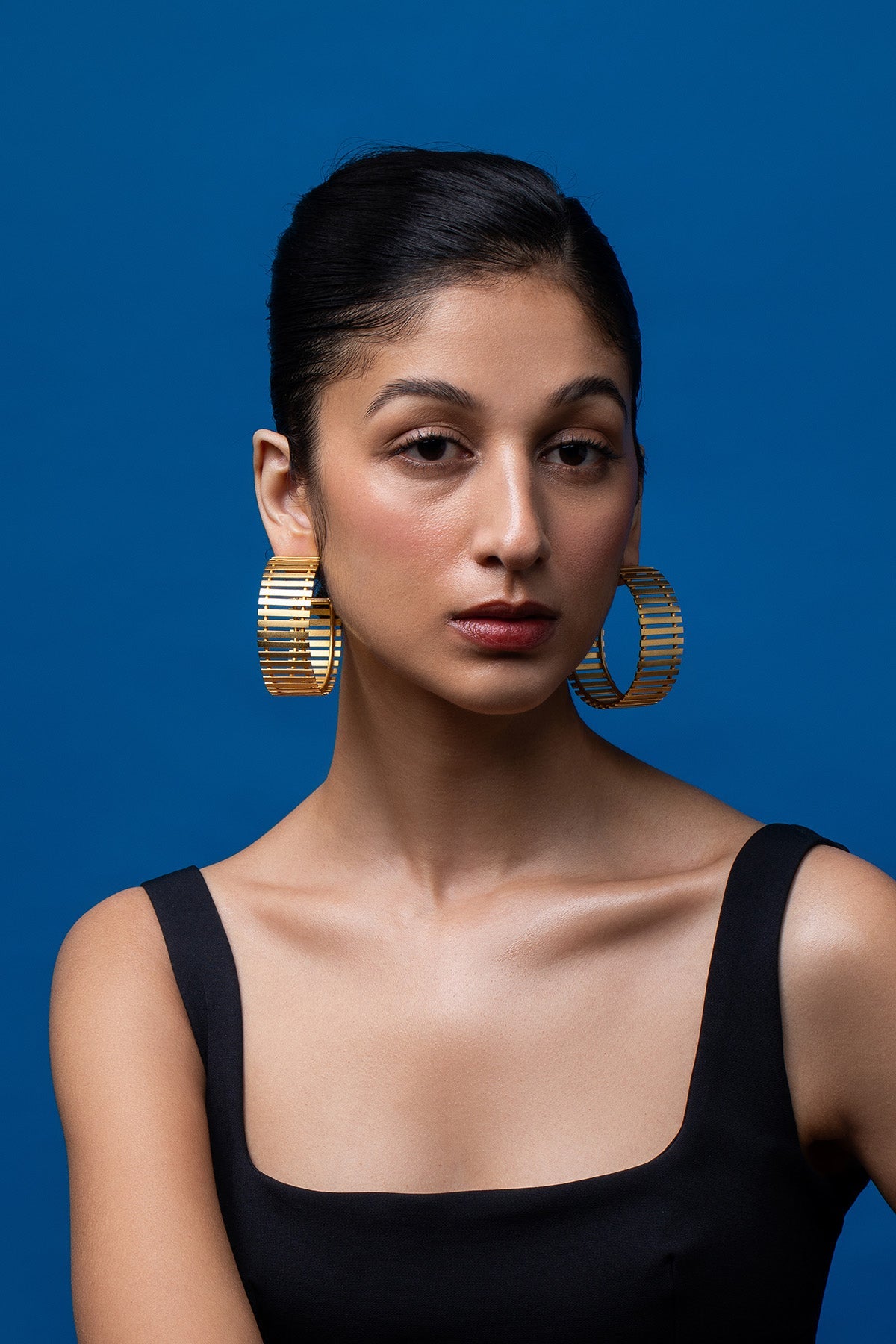 Buy Golden Strip Fence Hoop Earring for women by Ethnic Andaz online available at scrollnshops