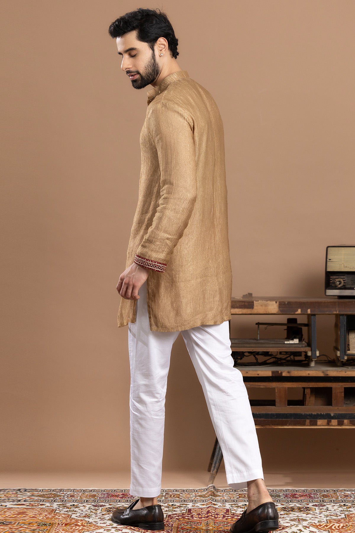 Zardozi Tissue Golden Kurta Set