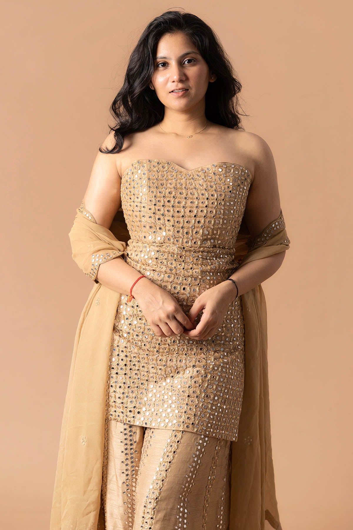 Golden Zari & Sequins Kurta Set