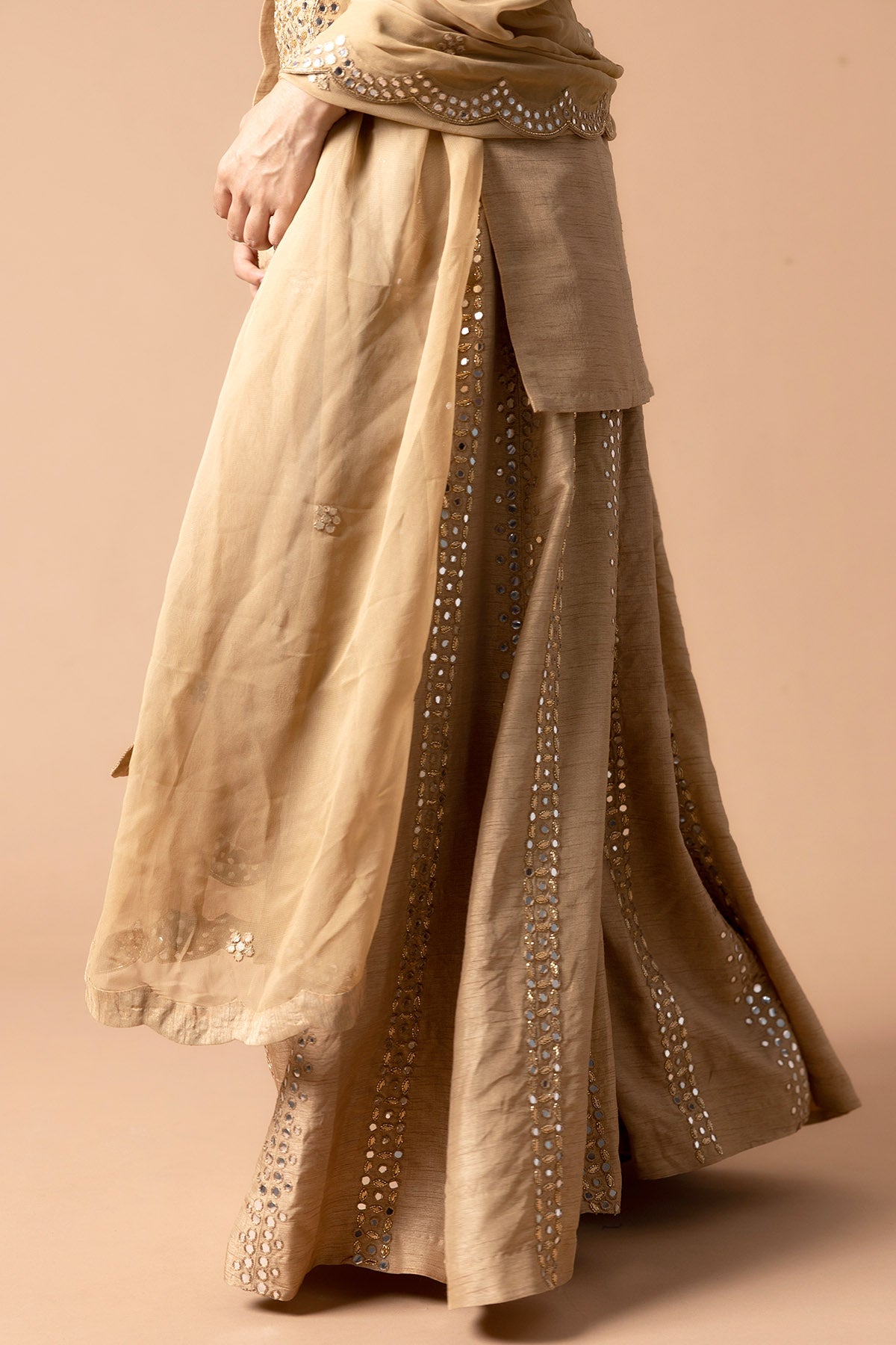 Golden Zari & Sequins Kurta Set