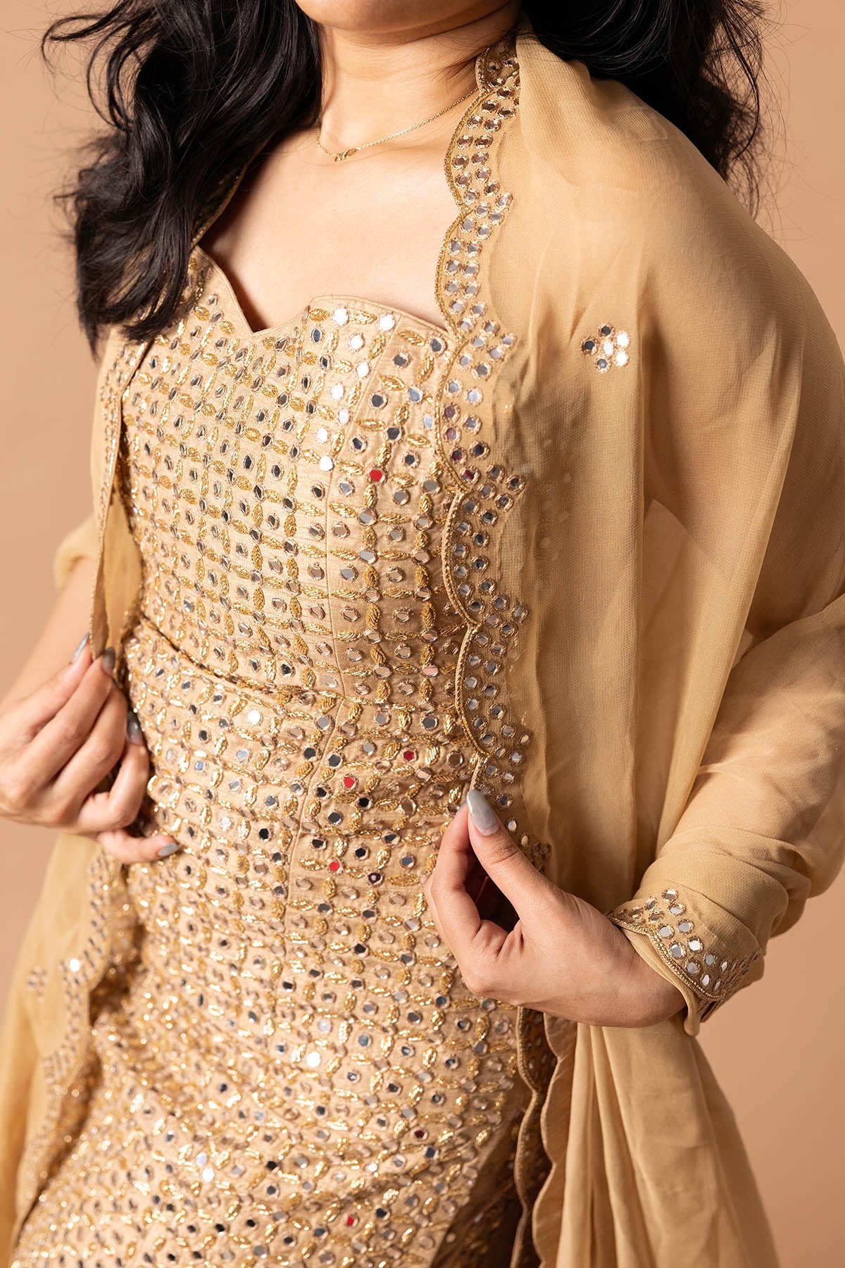 Golden Zari & Sequins Kurta Set