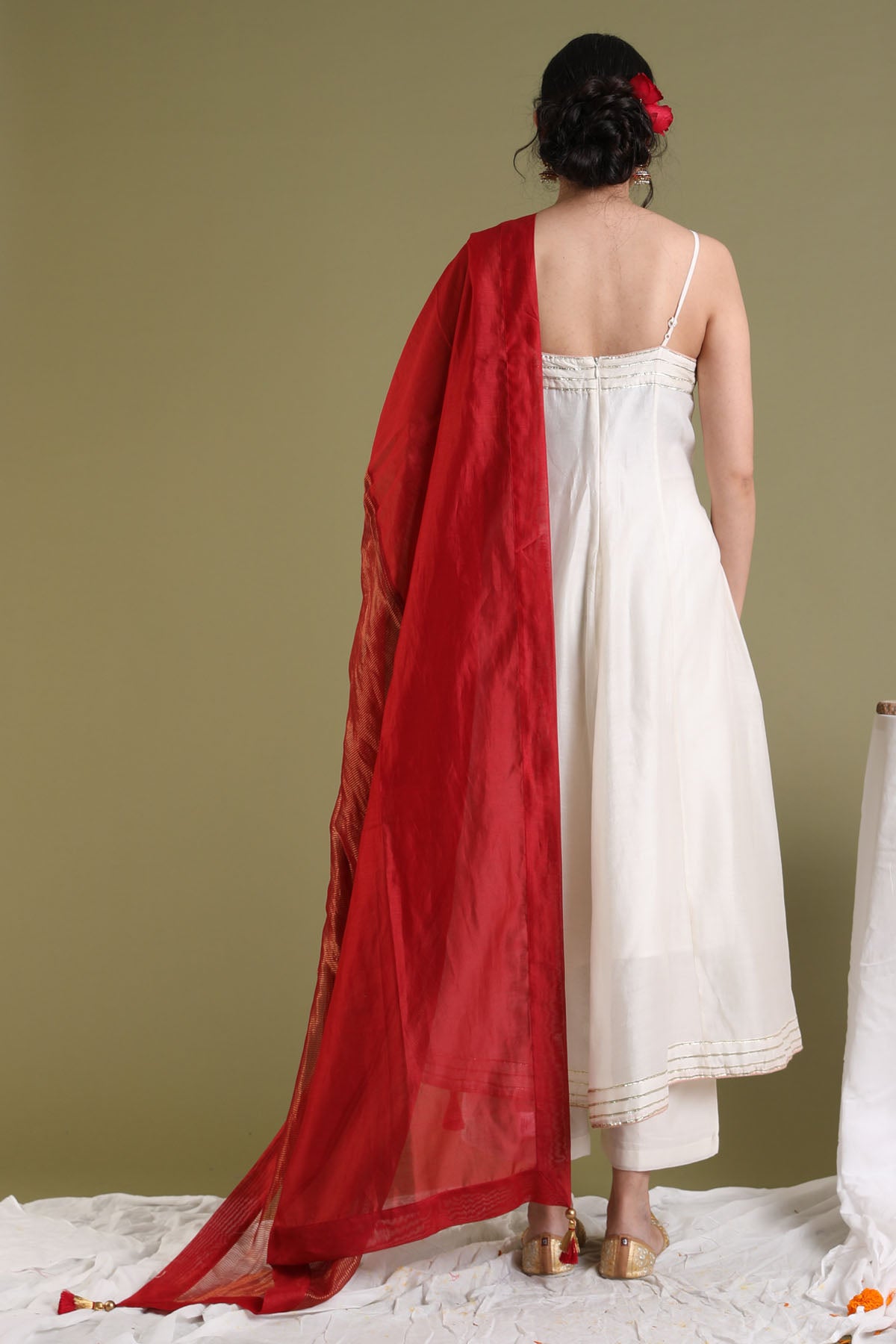 Off White Chanderi Anarkali Set