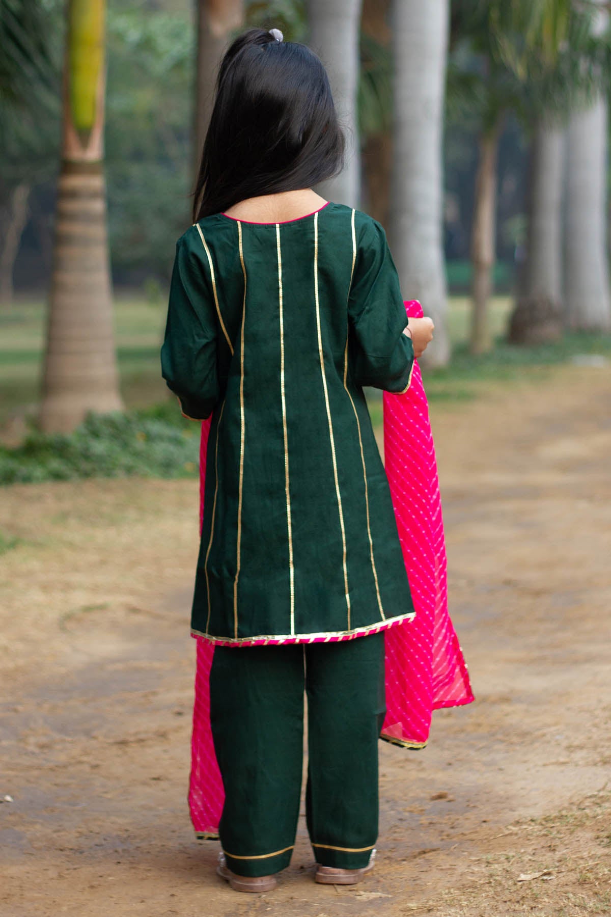 Gota Embroidered Green Kurta Set