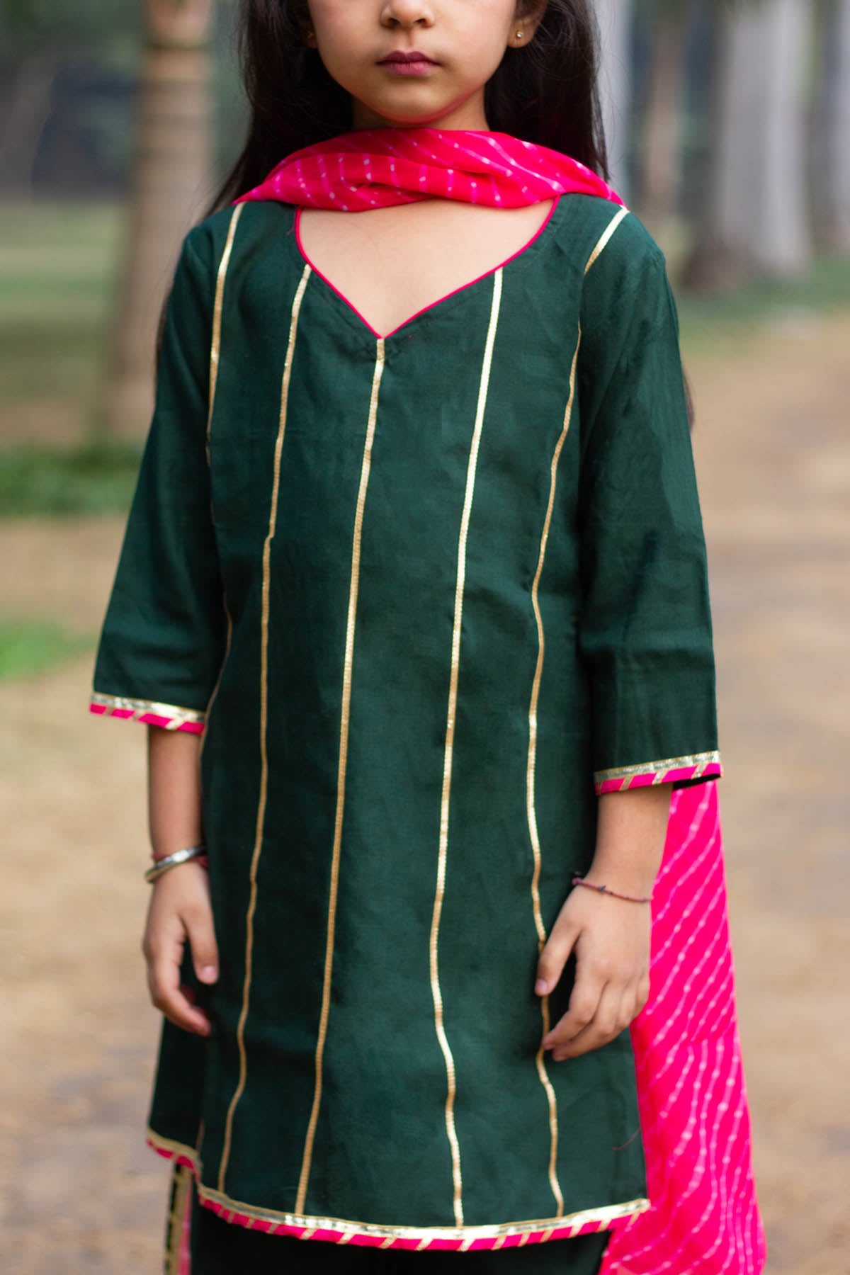 Gota Embroidered Green Kurta Set