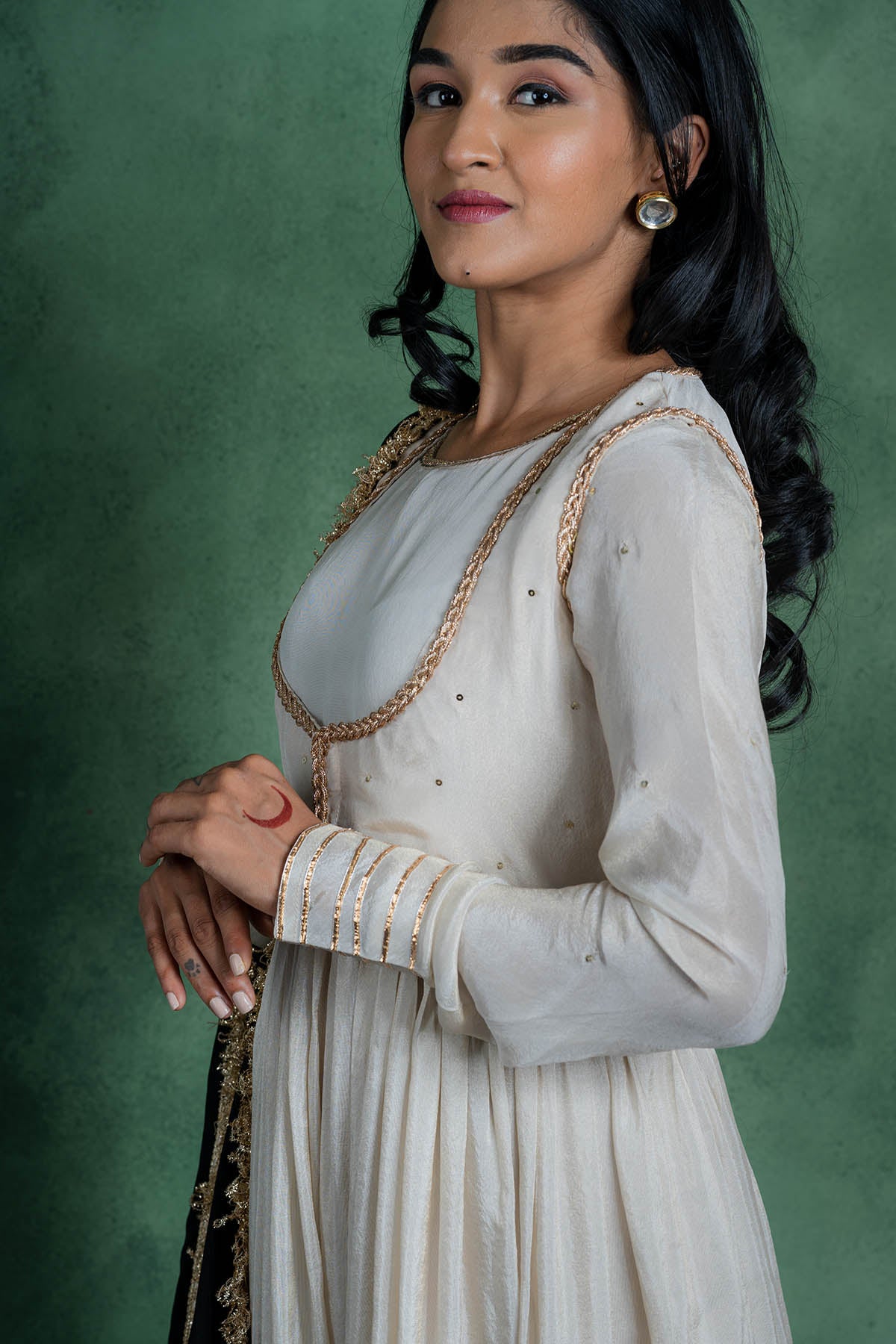 Gotawork Ivory Anarkali Set