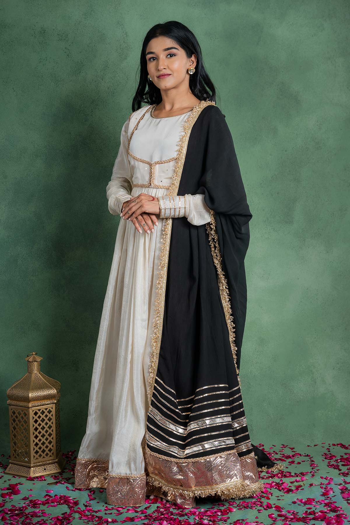Gotawork Ivory Anarkali Set