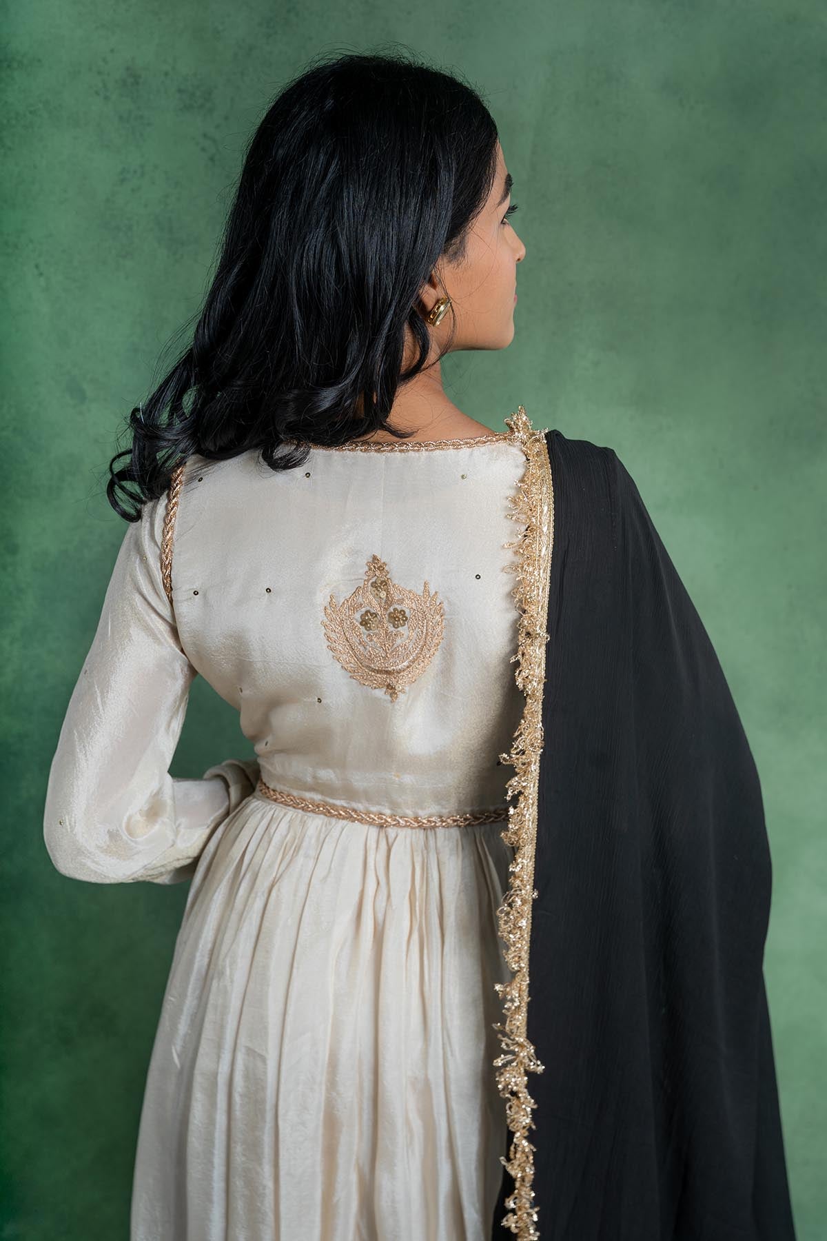 Gotawork Ivory Anarkali Set