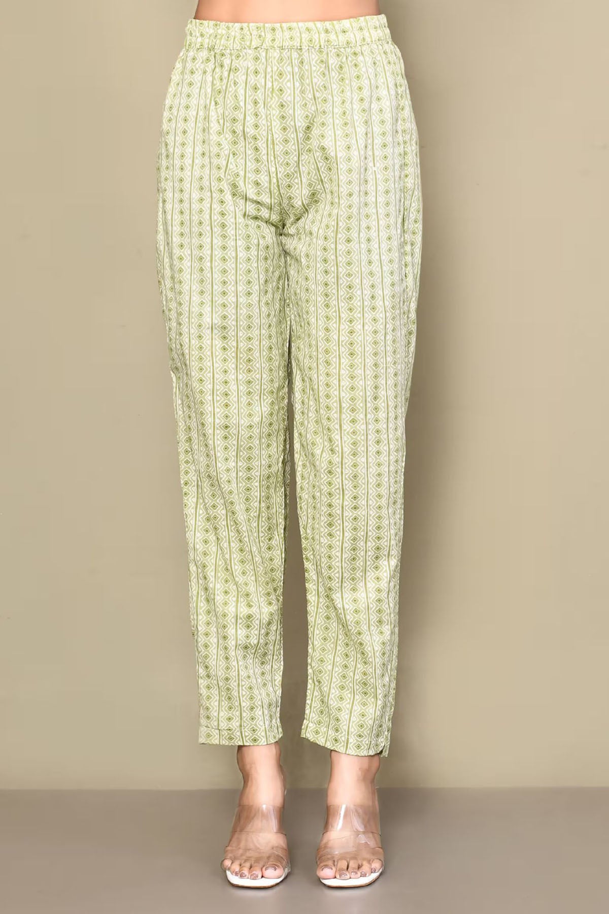 Green Print Flared Kurta & Pants