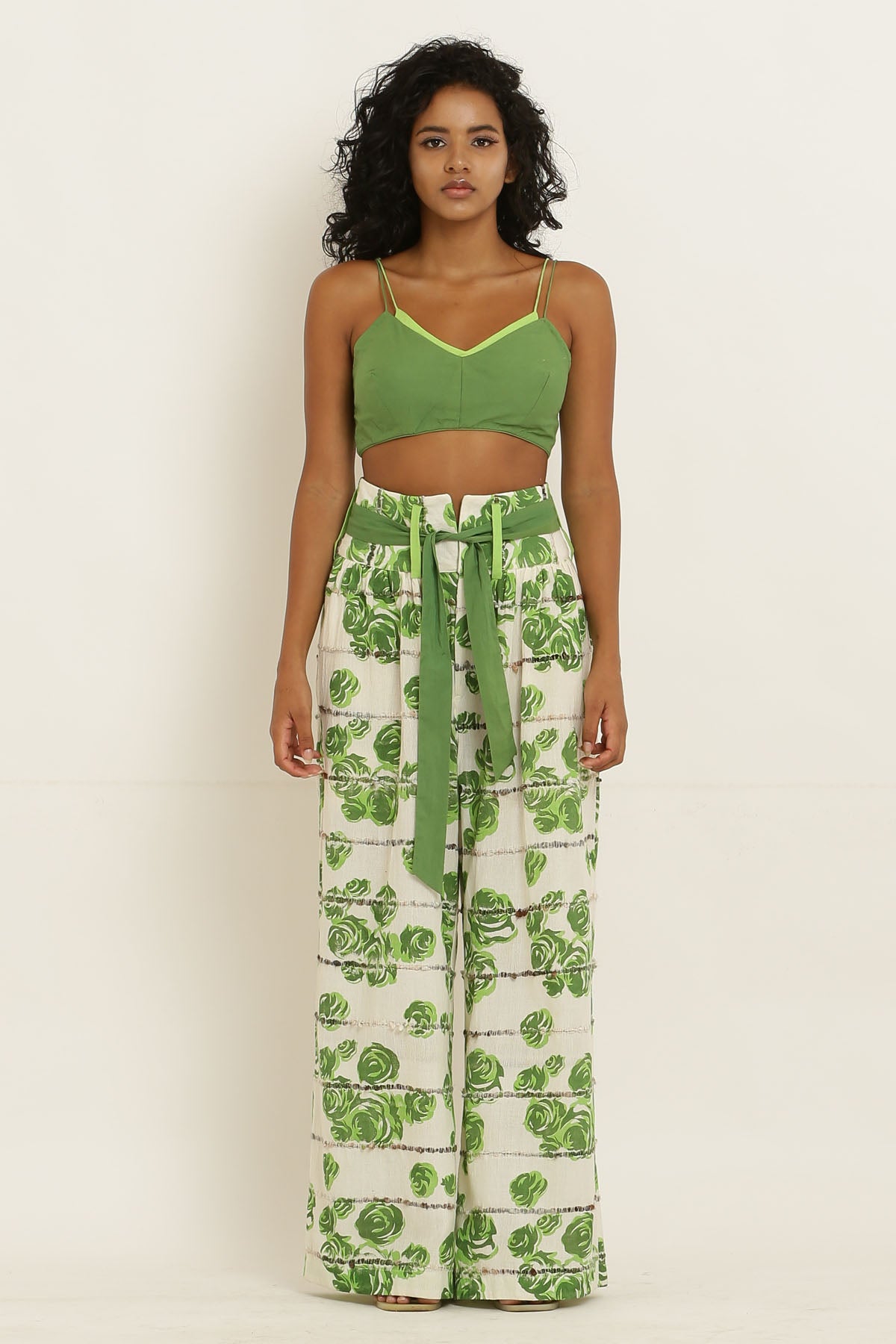 Green Bralette & Printed Pants