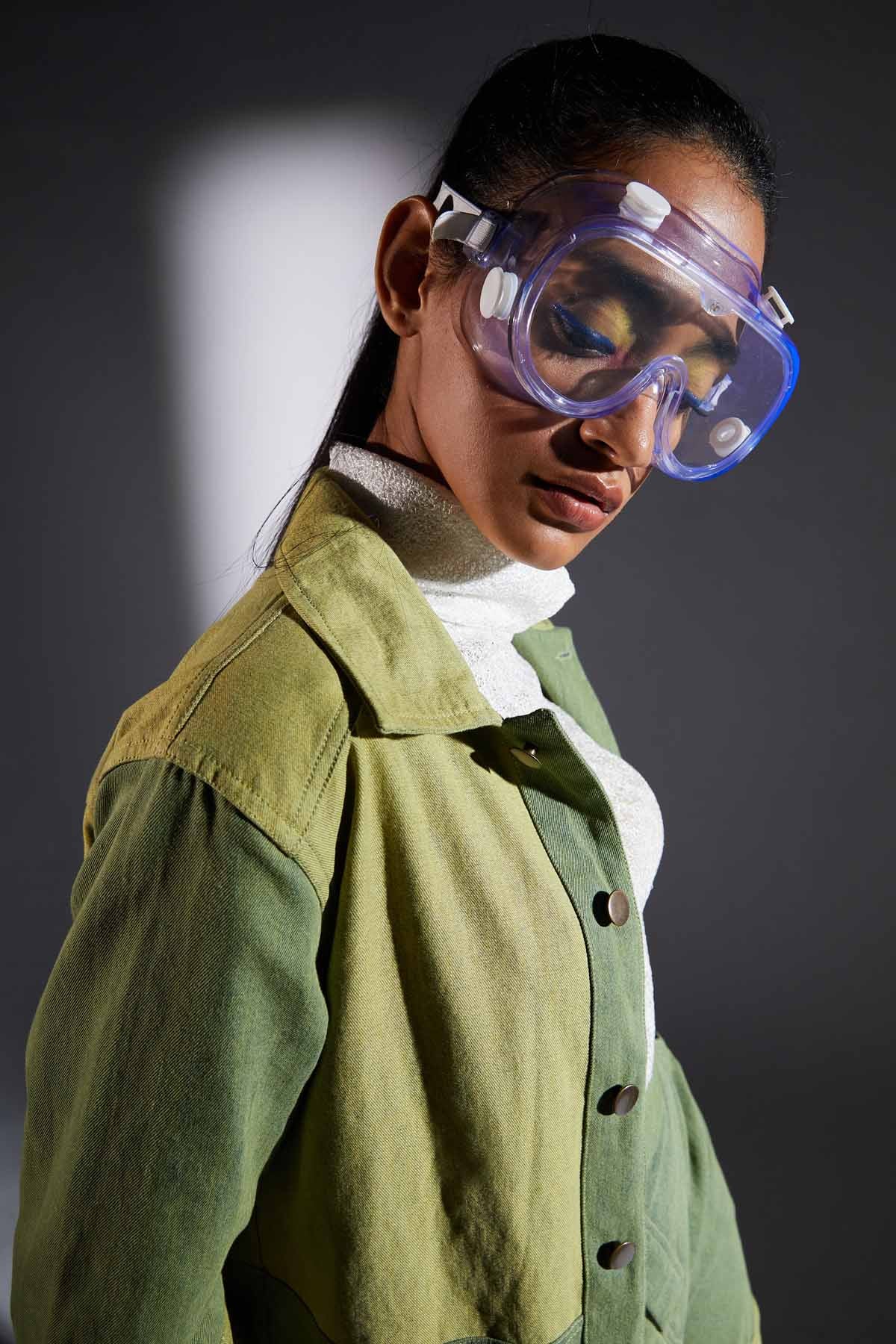 Green Button-Up Denim Jacket